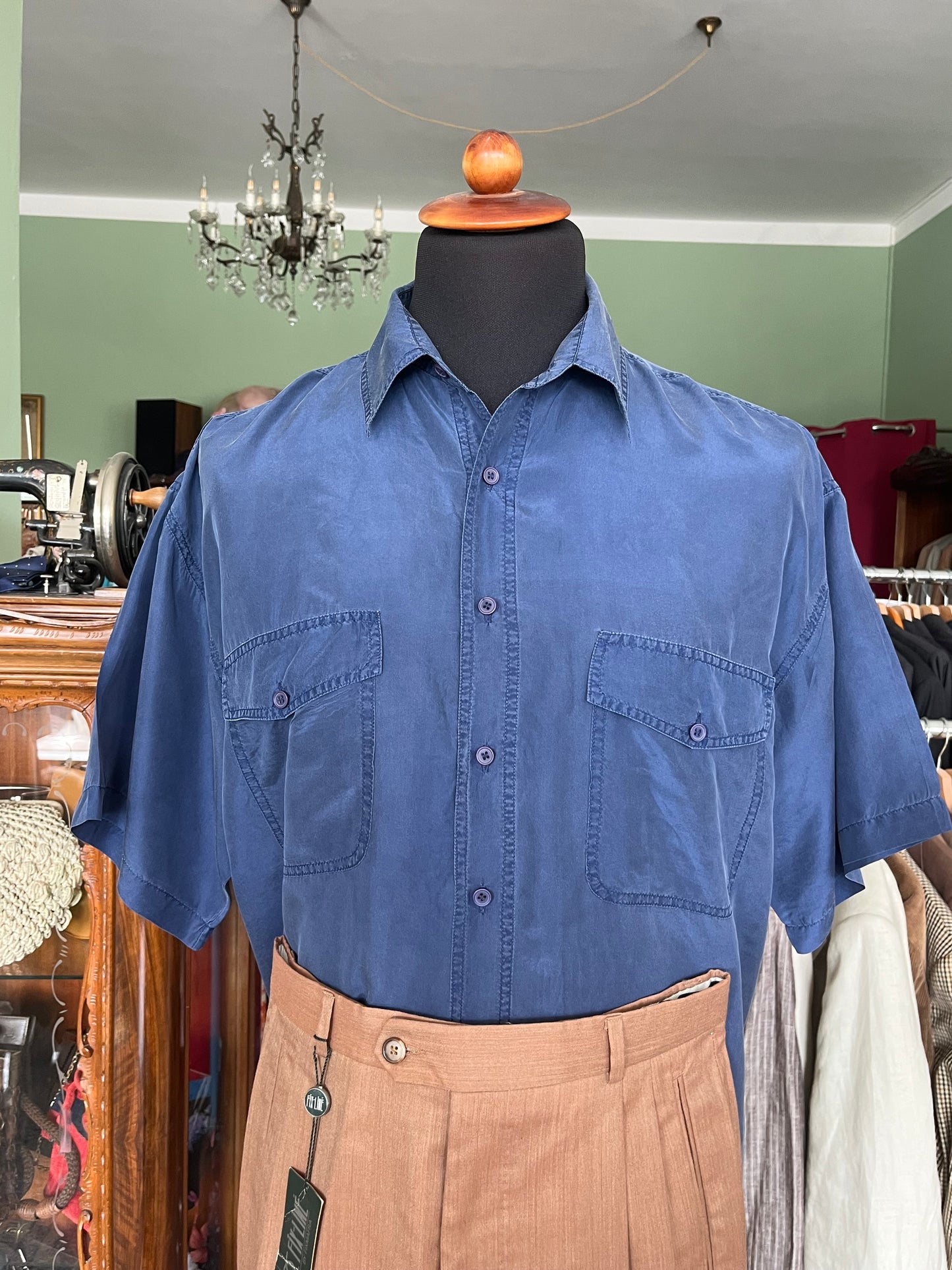 Camicia pura seta a maniche corte tg. L-XL