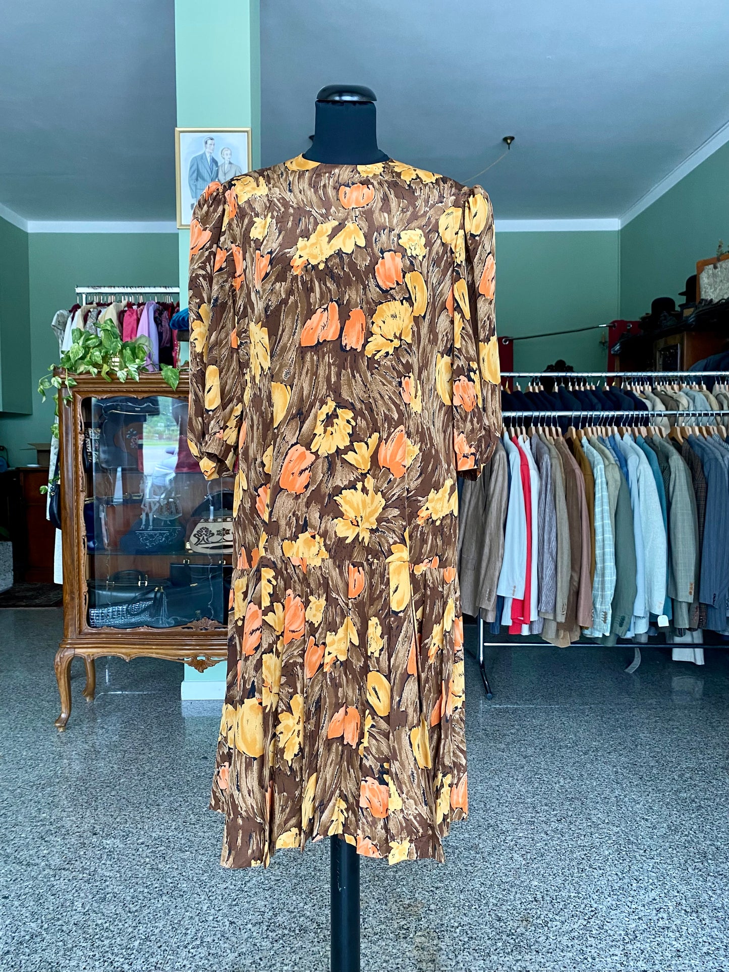 Abito in seta sartoriale con stampa pittorica - TG. 44 circa