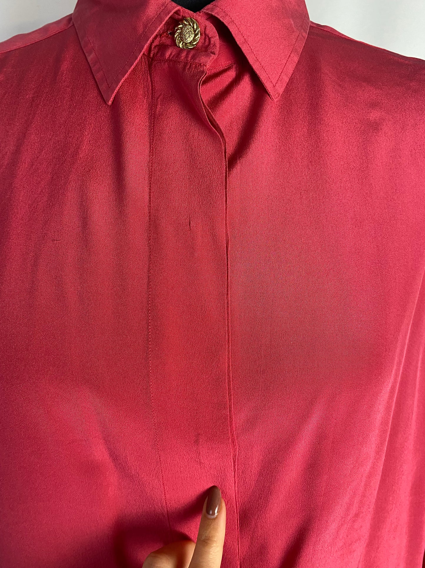 Camicia in pura seta color fragola - TG. 48/50