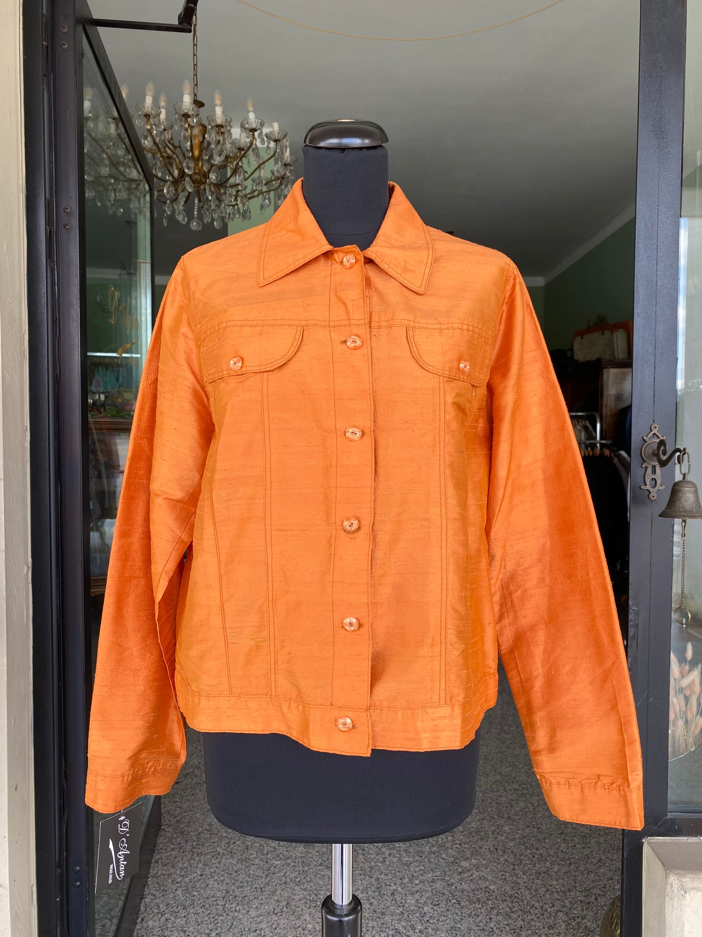 Camicia in shantung arancione - TG 42/44
