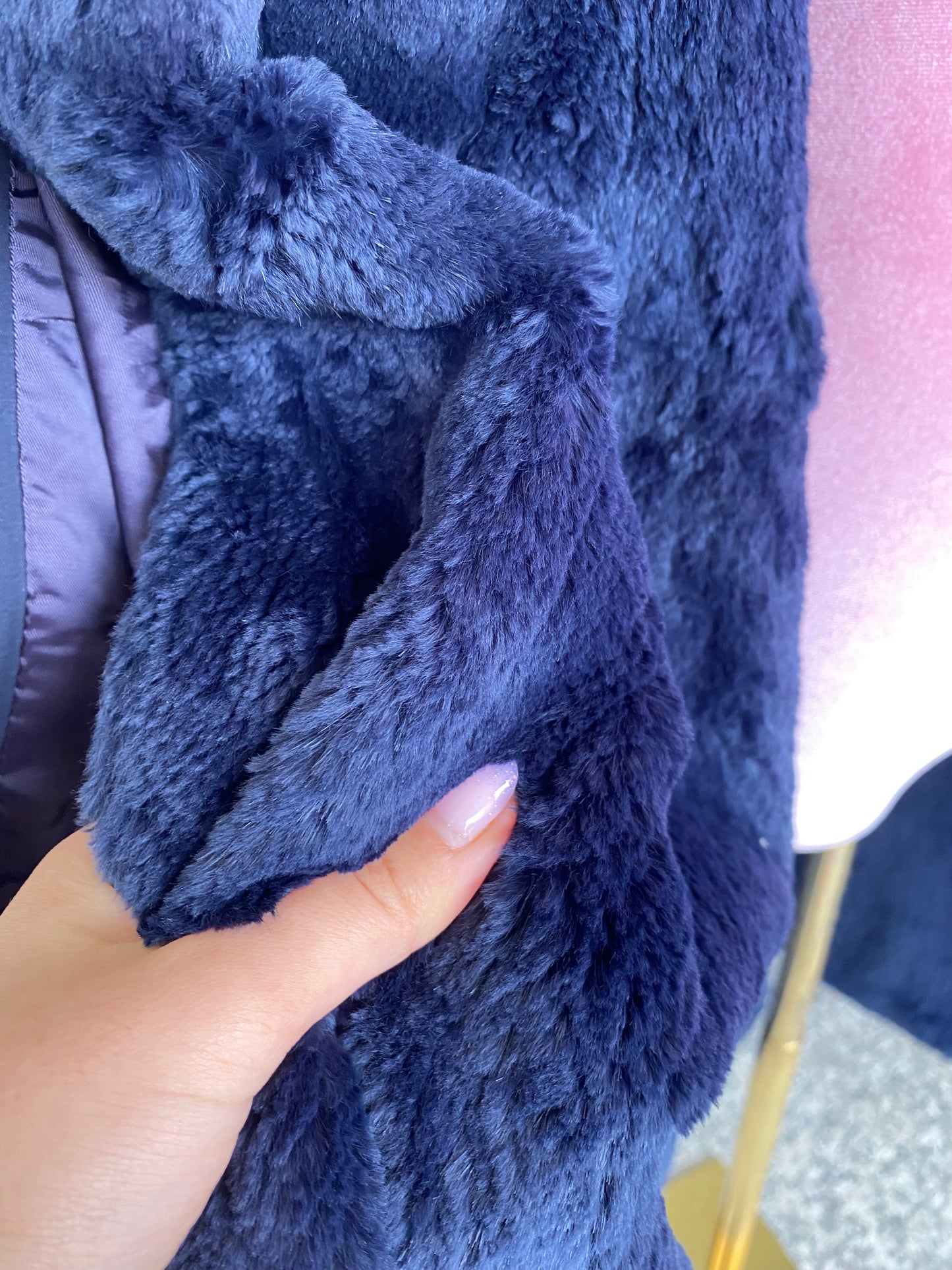 Trench blu con fodera in eco pelliccia - Per Roberta