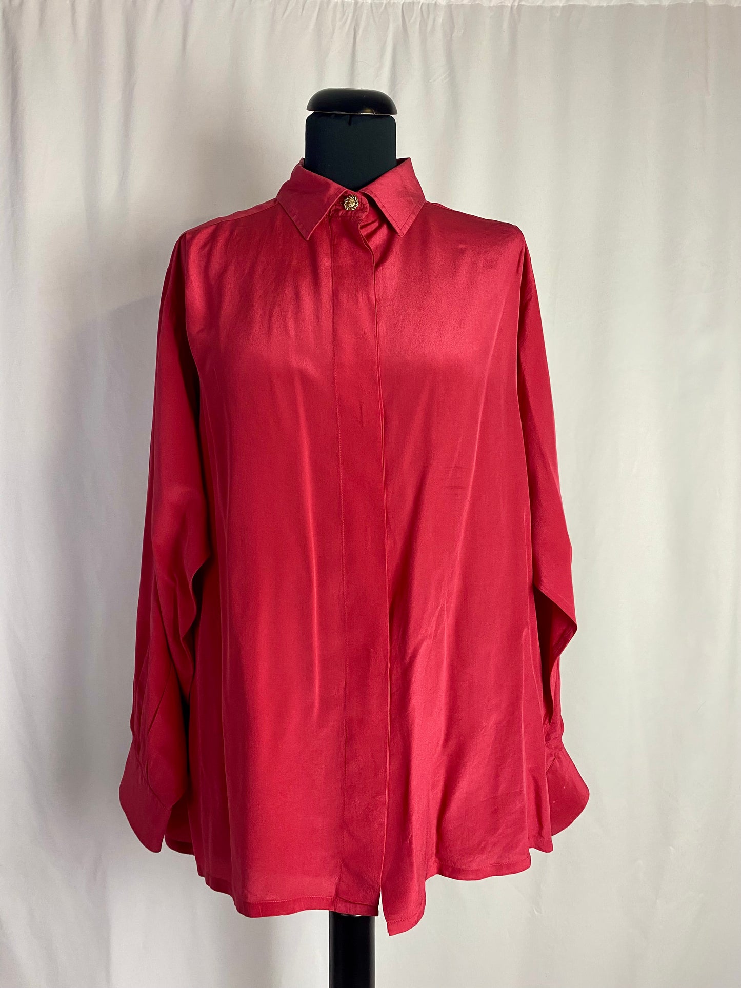 Camicia in pura seta color fragola - TG. 48/50