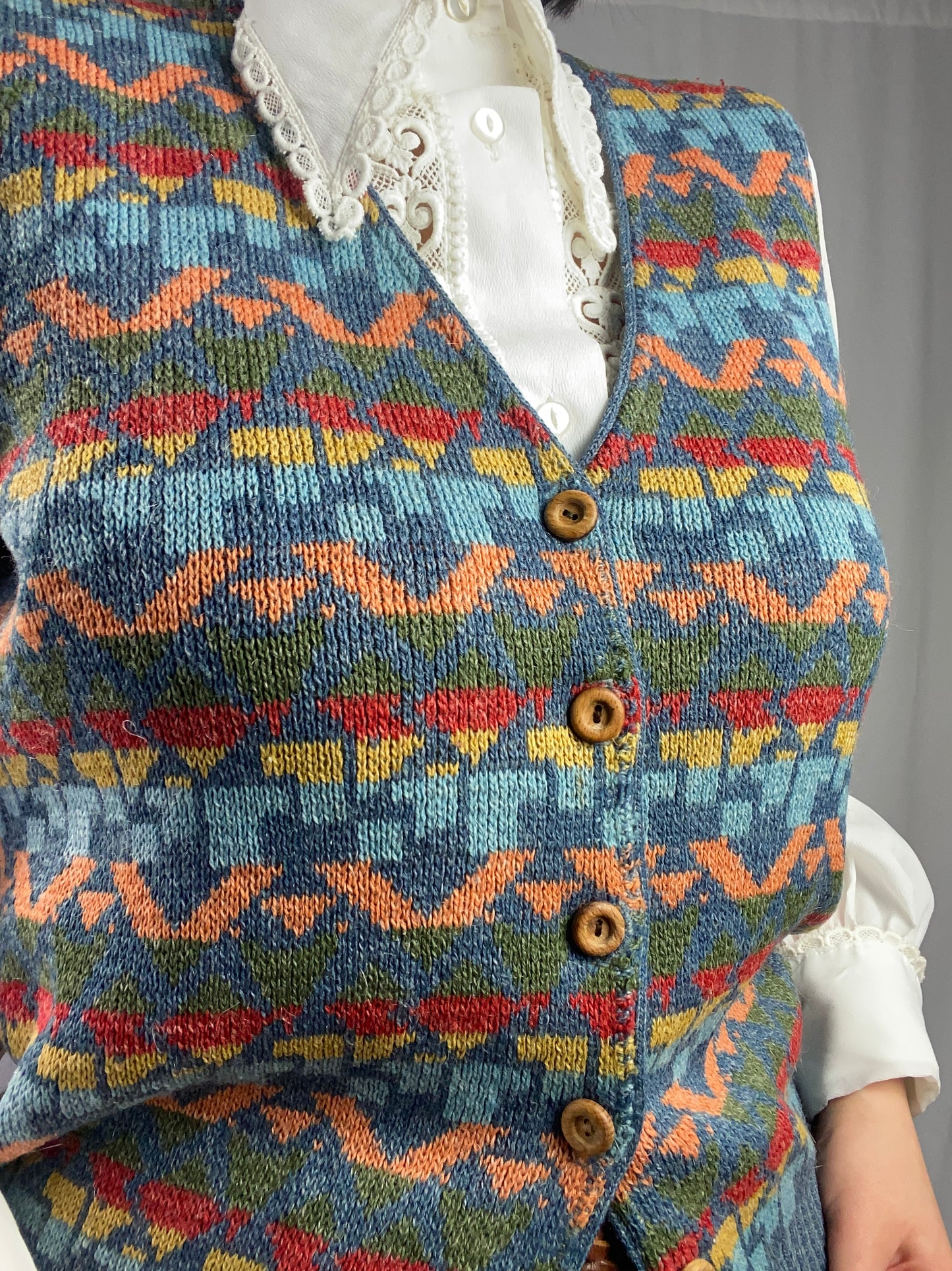 Gilet colorato cotone misto lana - TG. 42 circa