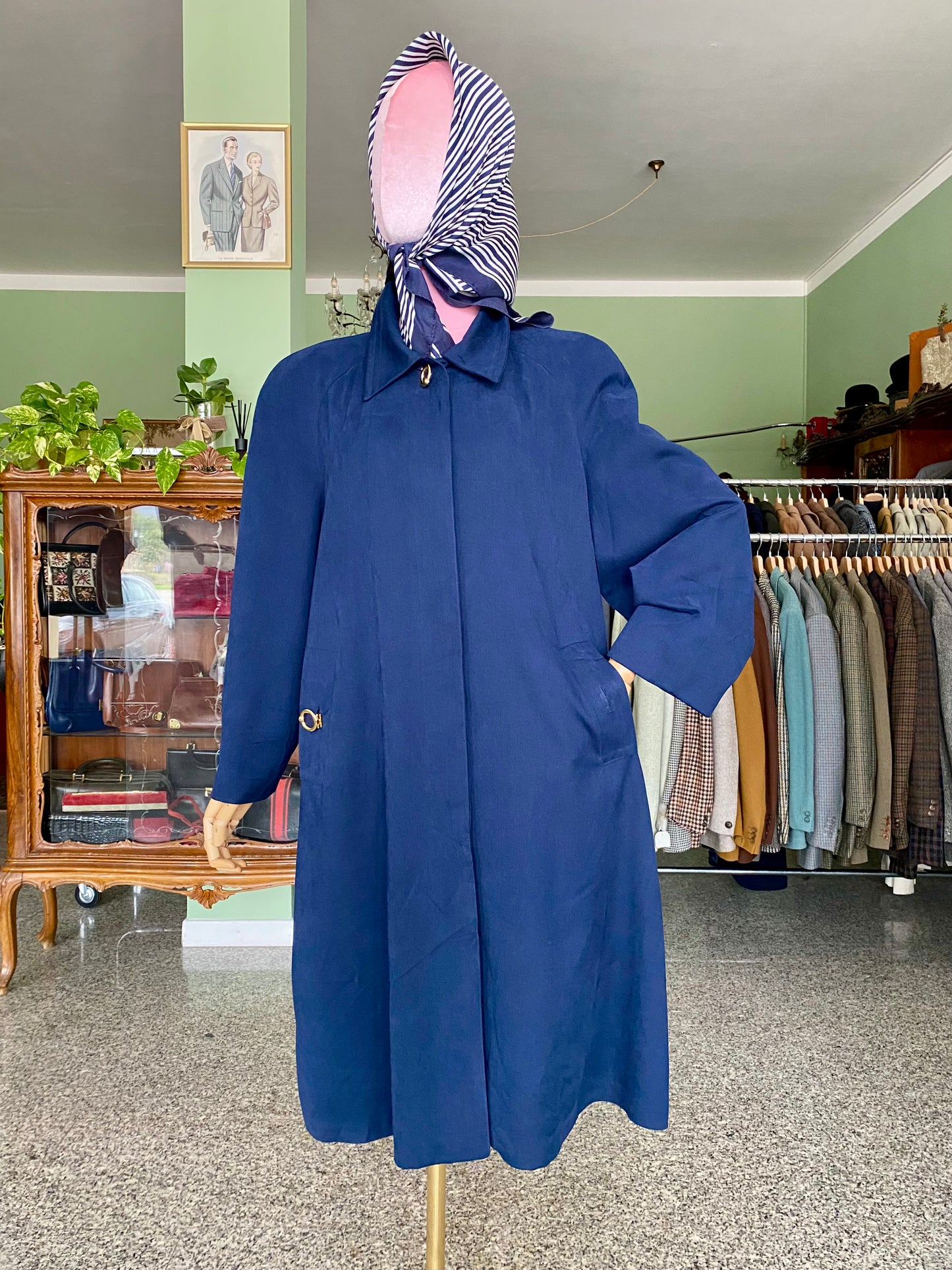 Trench blu navy con bottoni oro - TG. 44/46 circa
