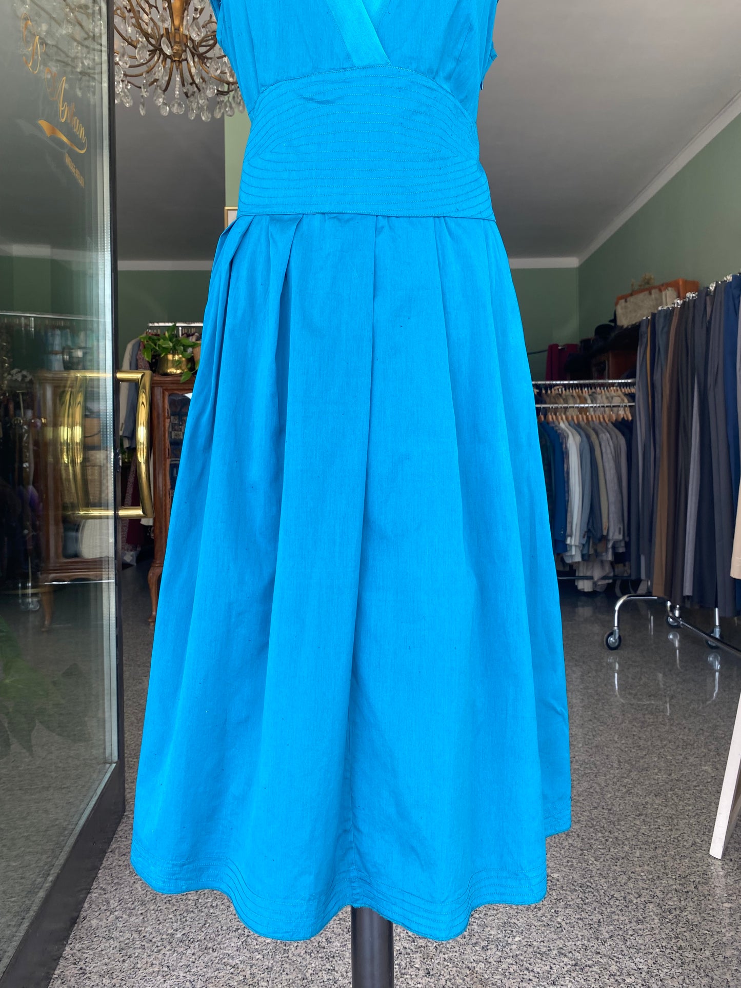 Abito in pura seta blu ottanio - TG. 42/44