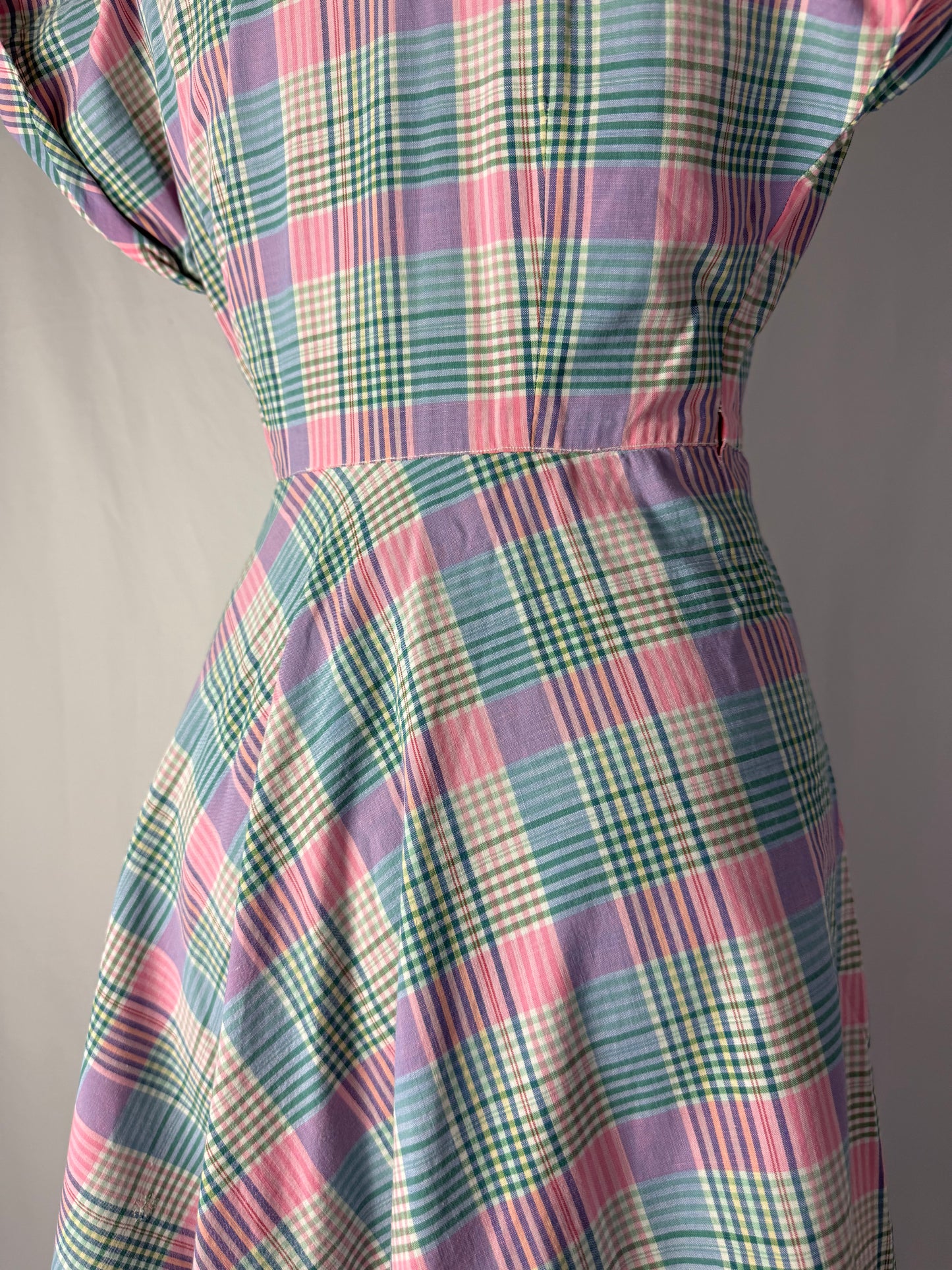 Abito anni ‘50 fantasia scozzese colori pastello – TG. 40