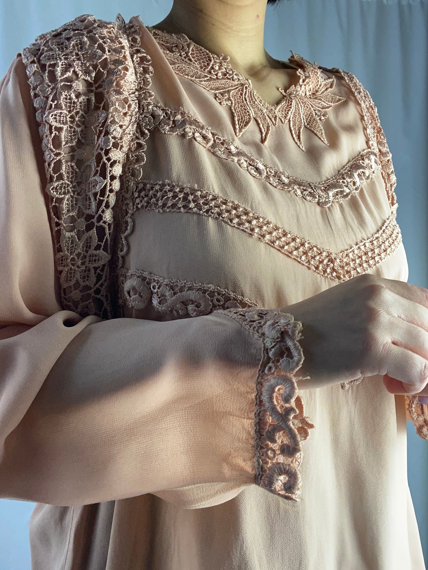 Camicia rosa pastello con pizzo - TG. 50/52