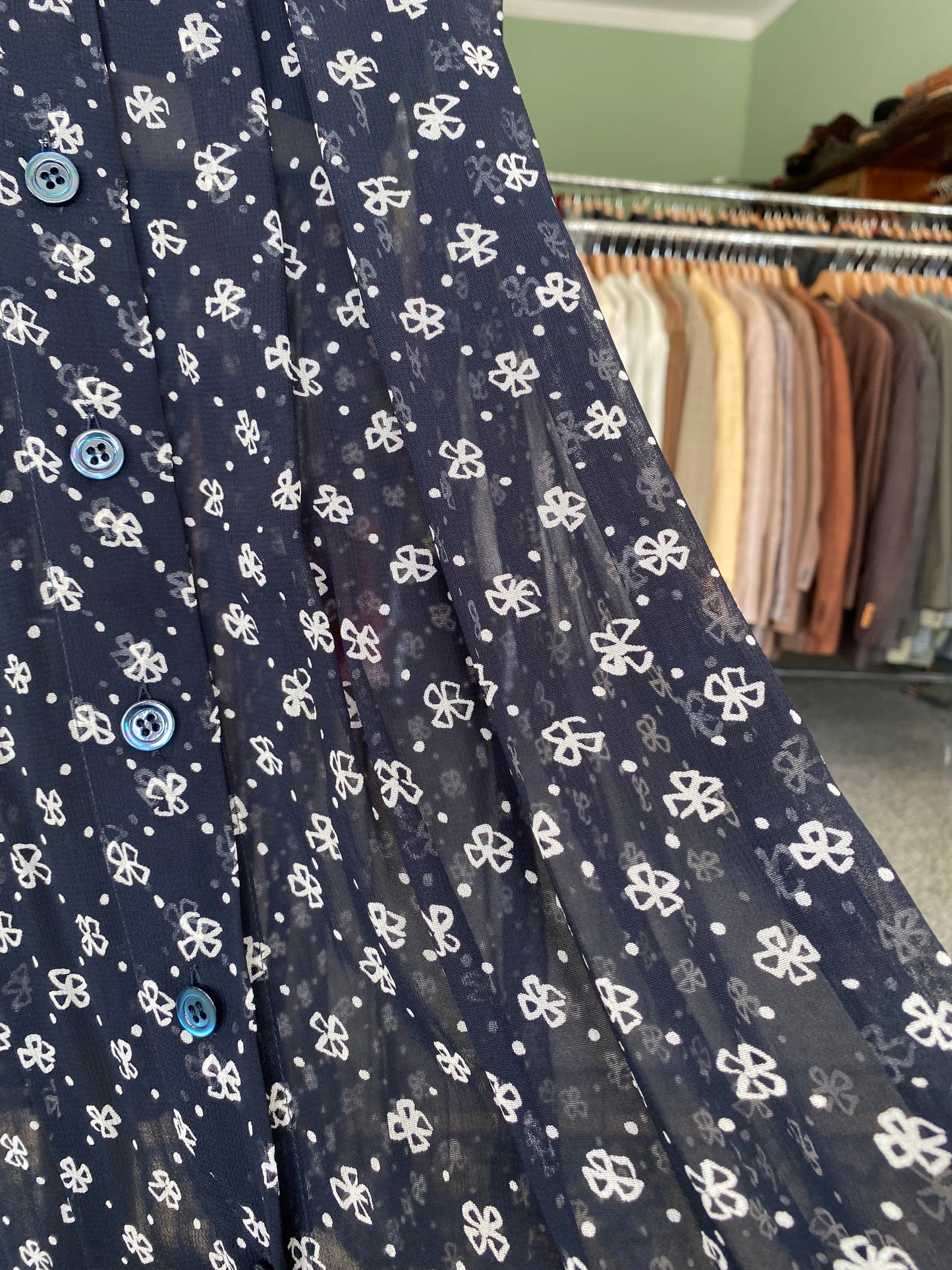 Gonna blu navy con fiorellini - TG. 44/46