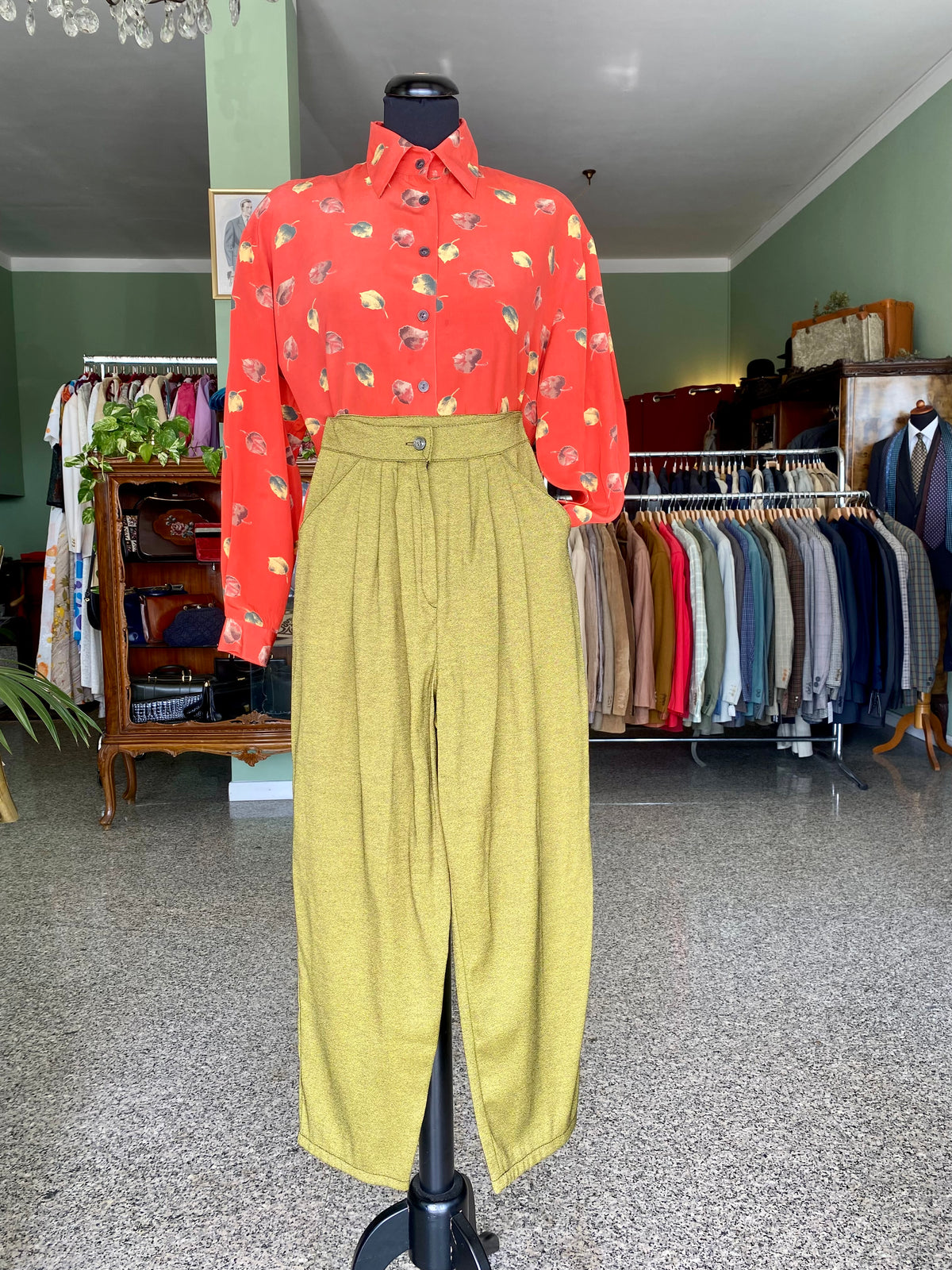 Pantaloni anni ‘80 color oliva - TG. 38
