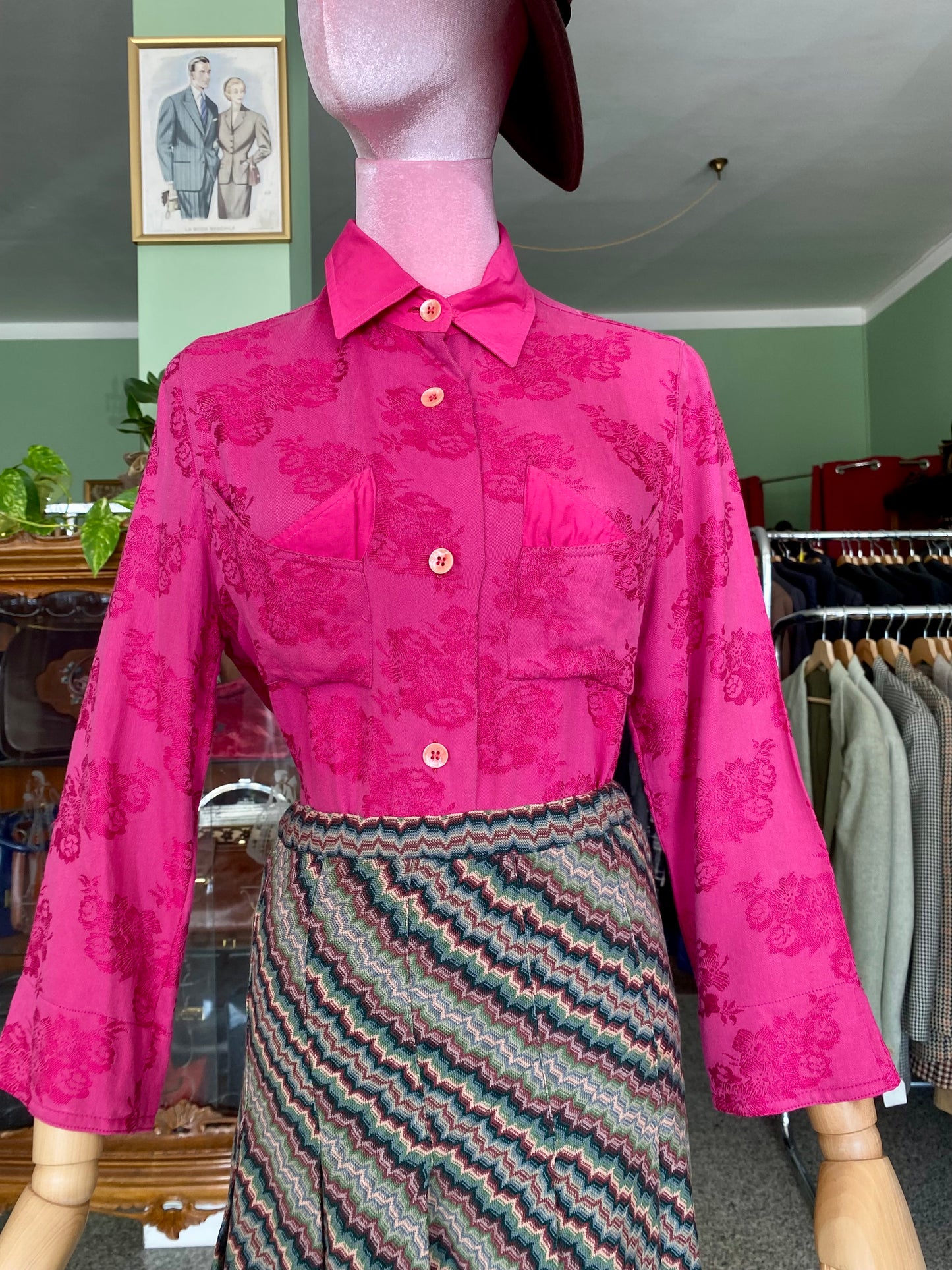 Camicia fucsia in cotone - TG. 42 circa