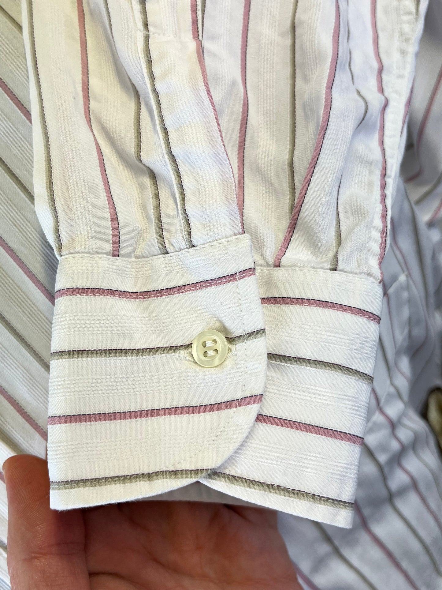 Camicia a righe rosa e tortora tg. M-L