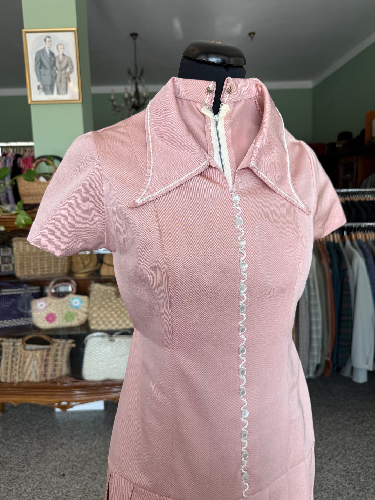 Abito rosa anni ’70 alla Garçonne - TG. 38