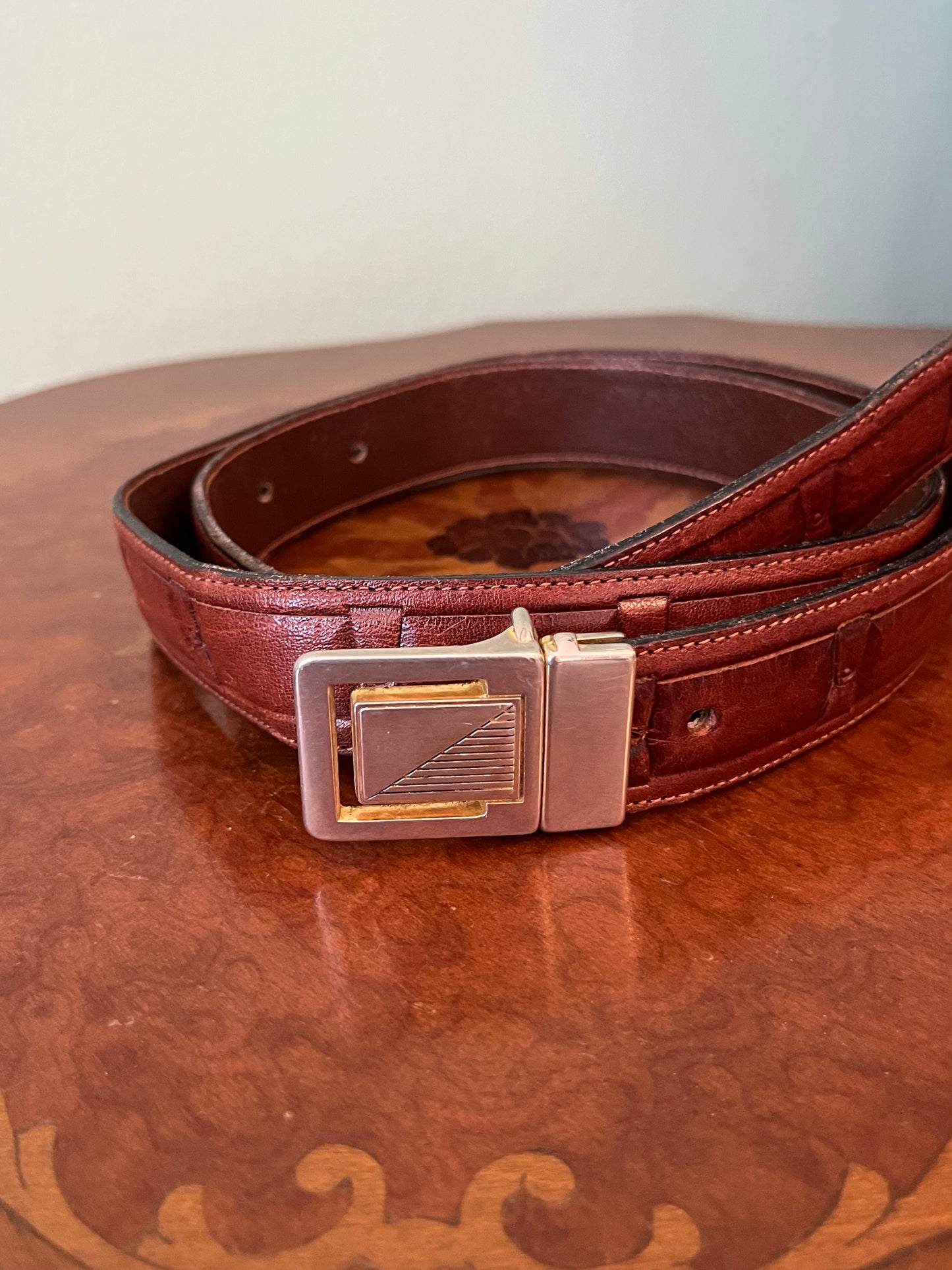 Cintura in pelle marrone