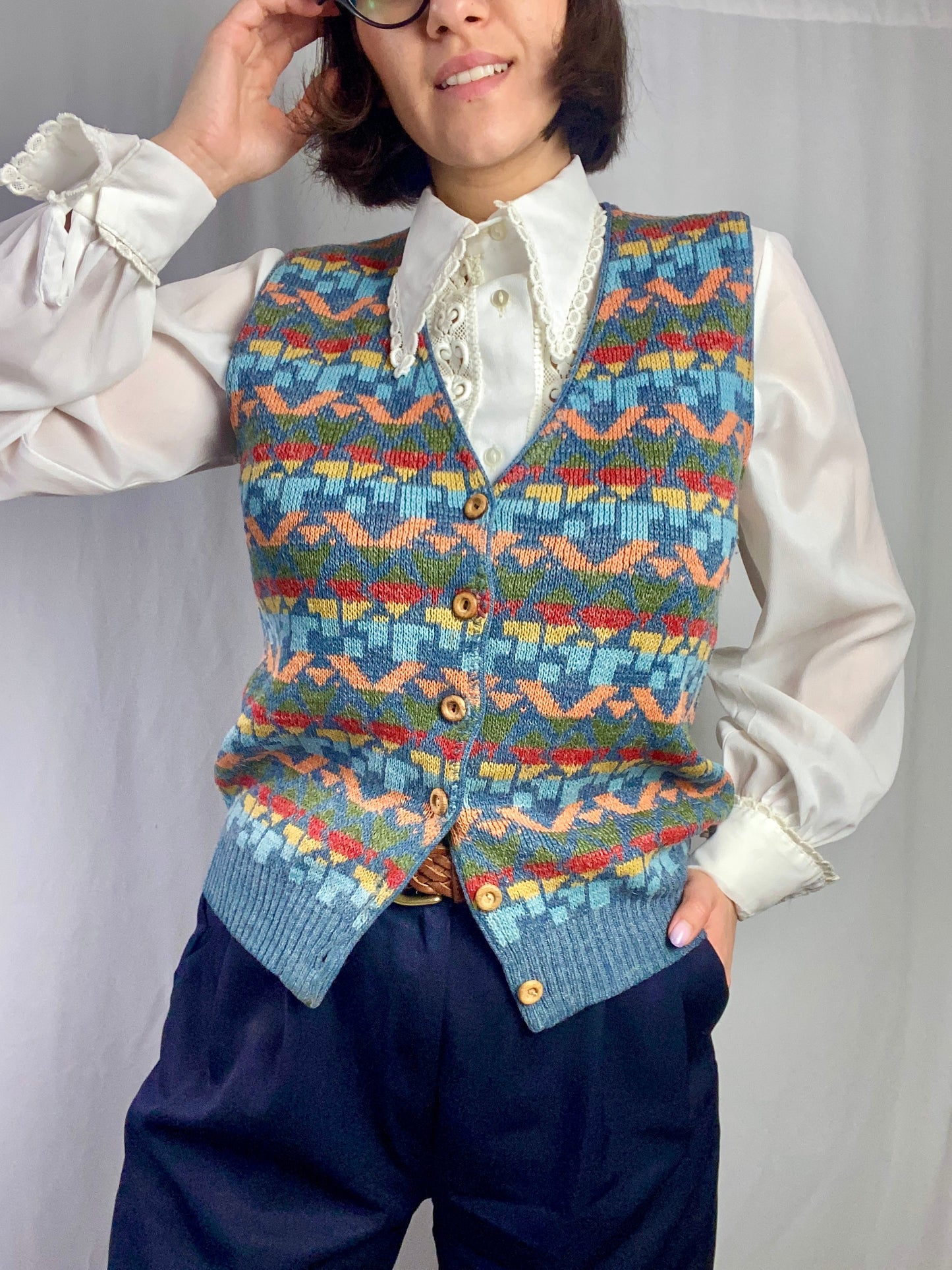 Gilet colorato cotone misto lana - TG. 42 circa