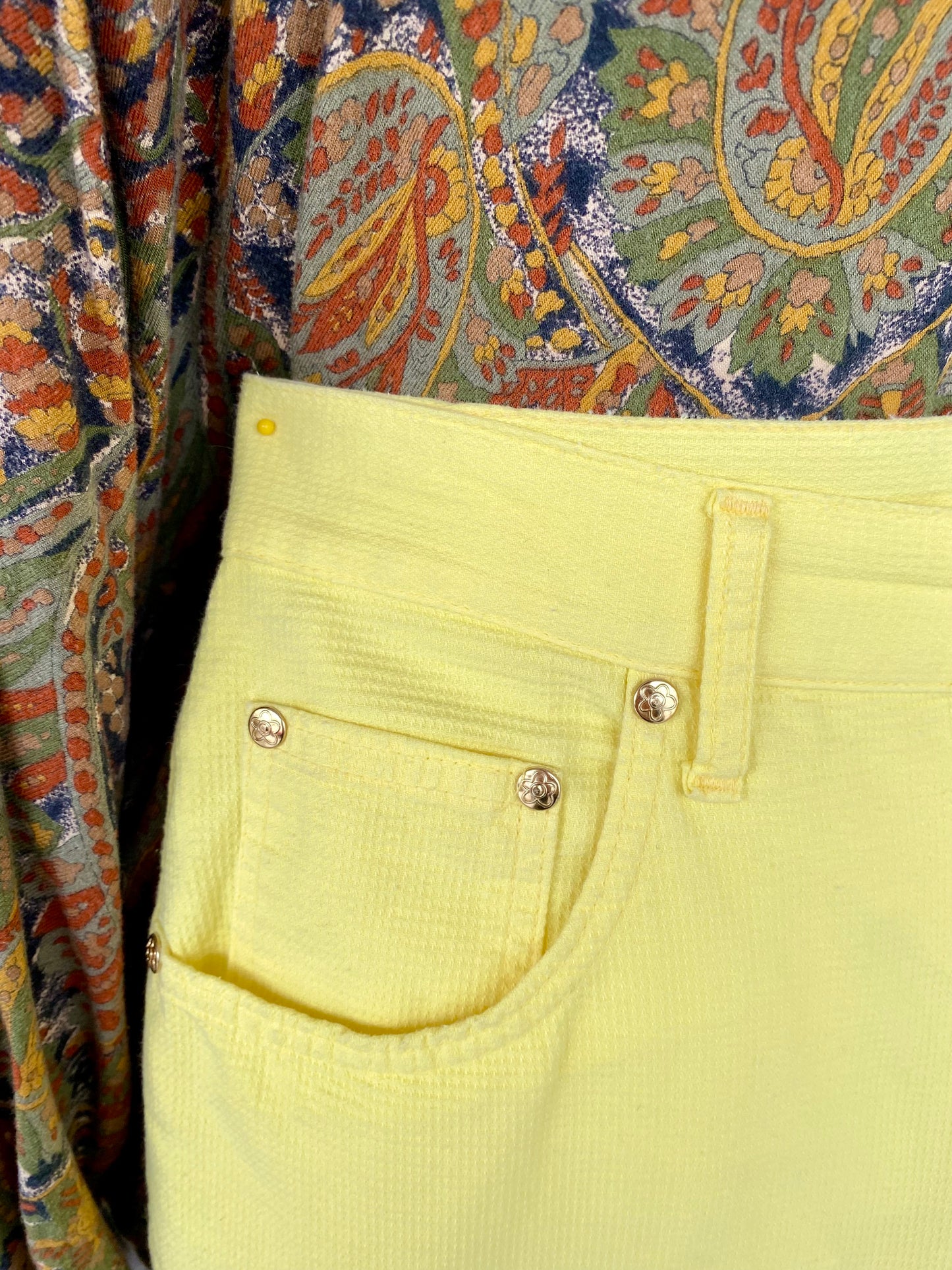 Pantaloni gialli in piquet di cotone - TG. 44