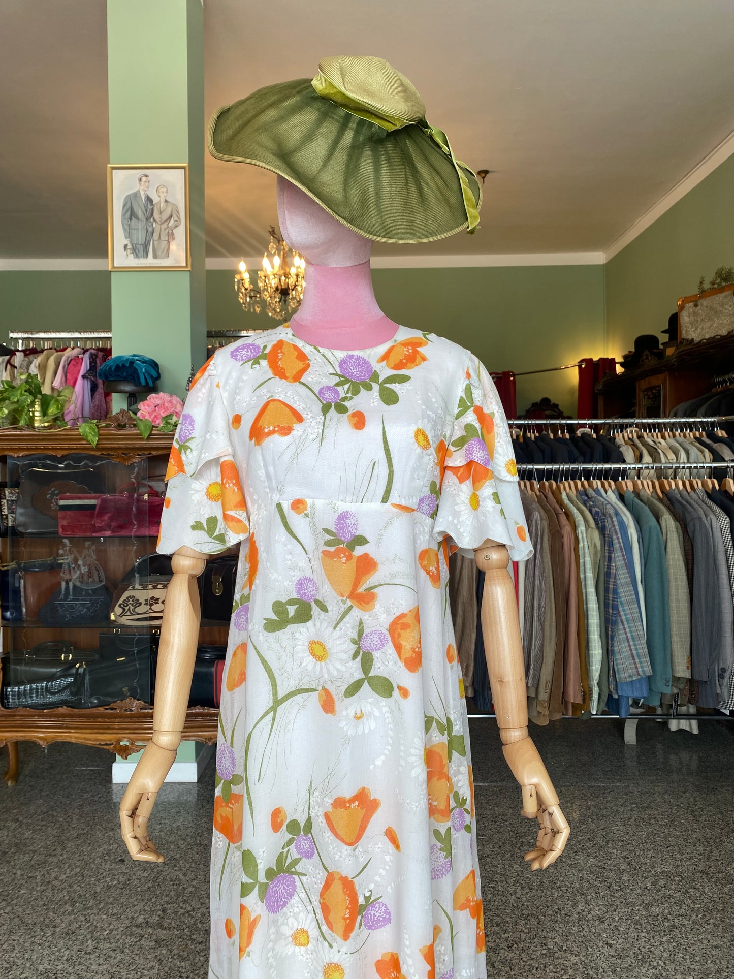 Fiori d’arancio – Maxi dress anni '70 dal sapore rinascimentale - TG. 42 circa