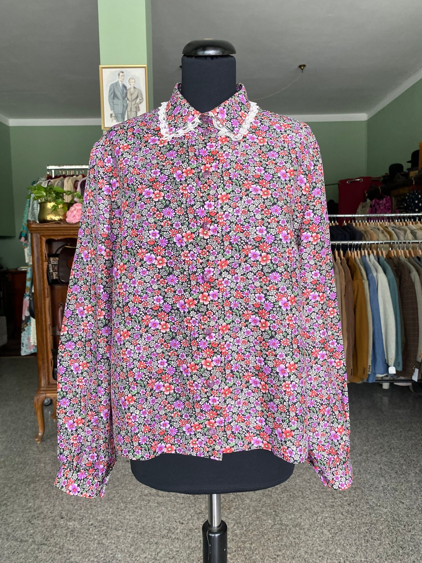 Camicia anni ‘70 stampa floreale - TG. 44 circa