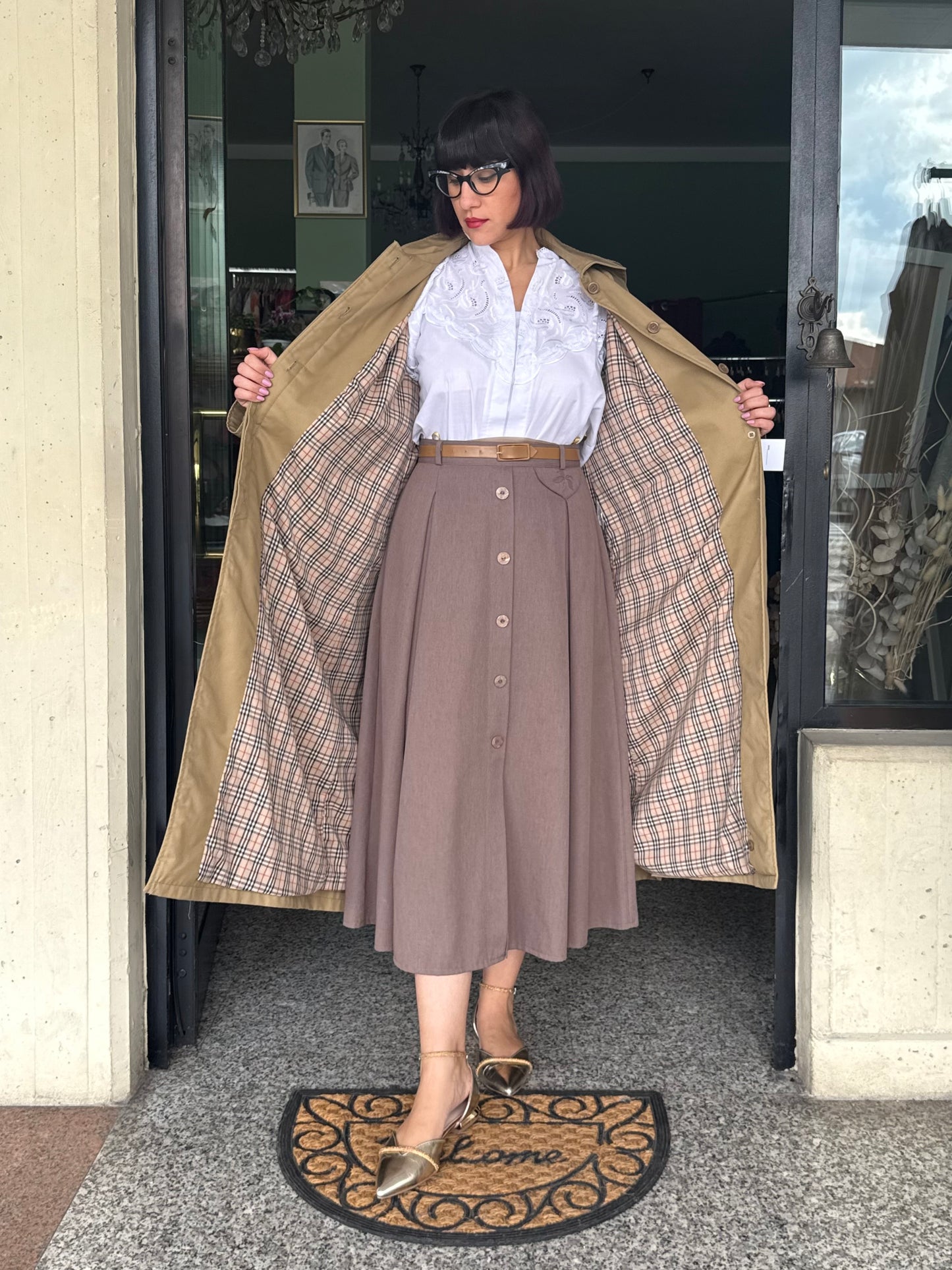 Trench sabbia anni ‘70 con cappuccio - TG. 42 - 48