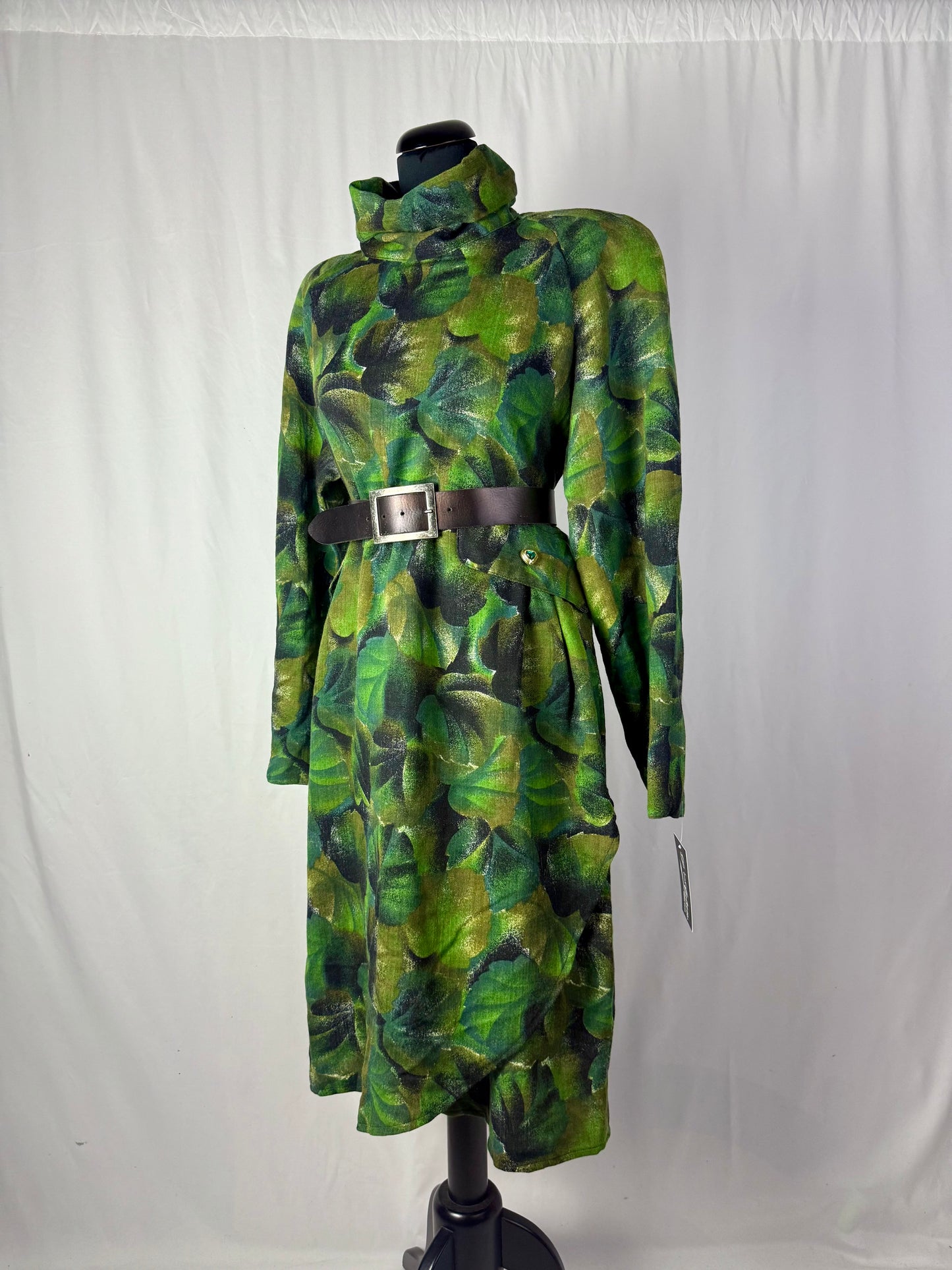 Abito in pura lana con stampa foglie - TG. 48/50