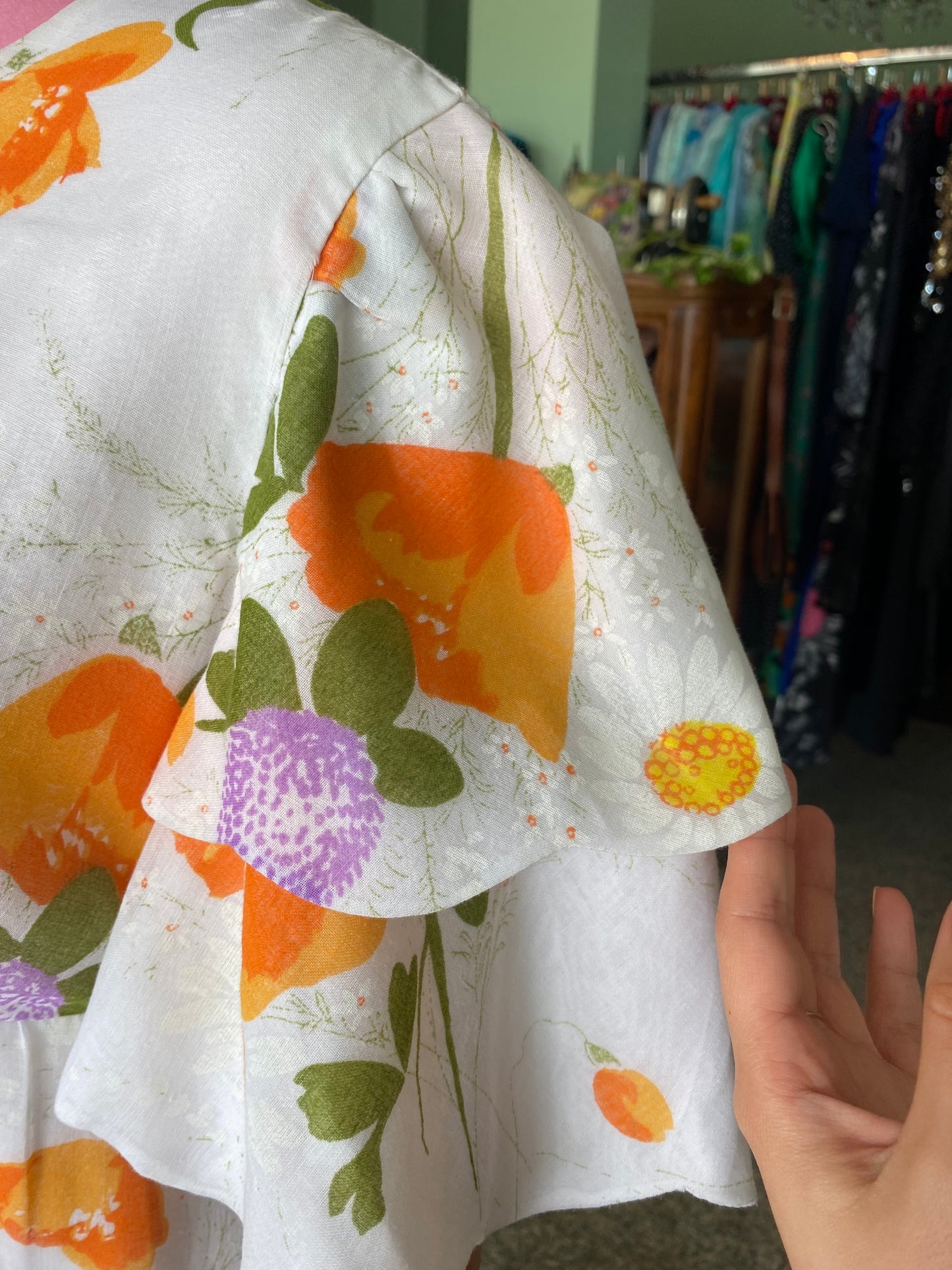 Fiori d’arancio – Maxi dress anni '70 dal sapore rinascimentale - TG. 42 circa