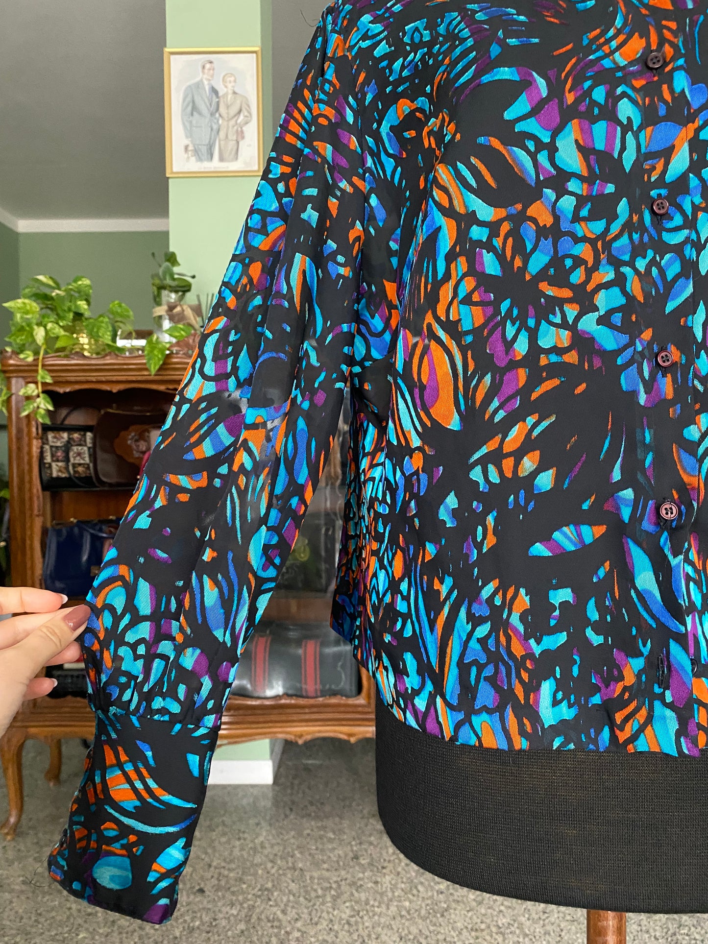 Camicia anni ‘70 stampa astratta - TG. 44 circa
