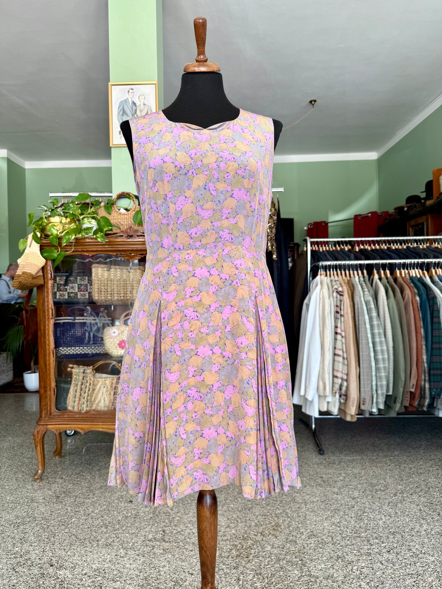 Abito anni ‘60 sartoriale con pieghe a fisarmonica - TG. 42/44 circa