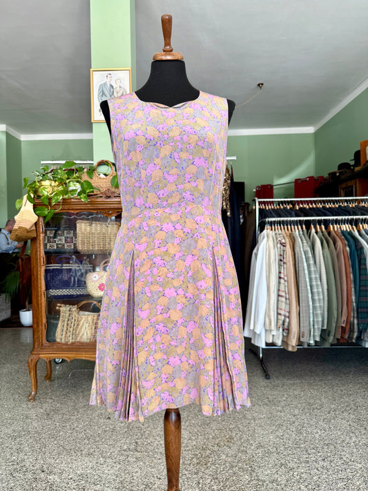 Abito anni ‘60 sartoriale con pieghe a fisarmonica  - TG. 42/44 circa