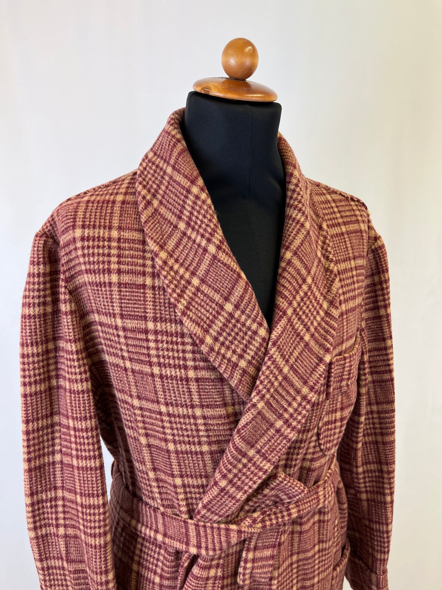 Vestaglia da camera beige a quadri L-XL