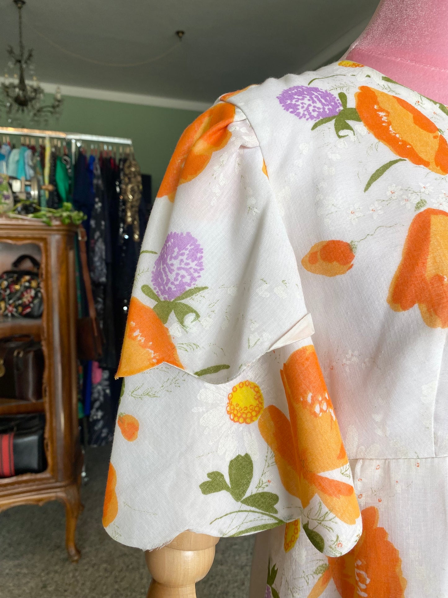Fiori d’arancio – Maxi dress anni '70 dal sapore rinascimentale - TG. 42 circa