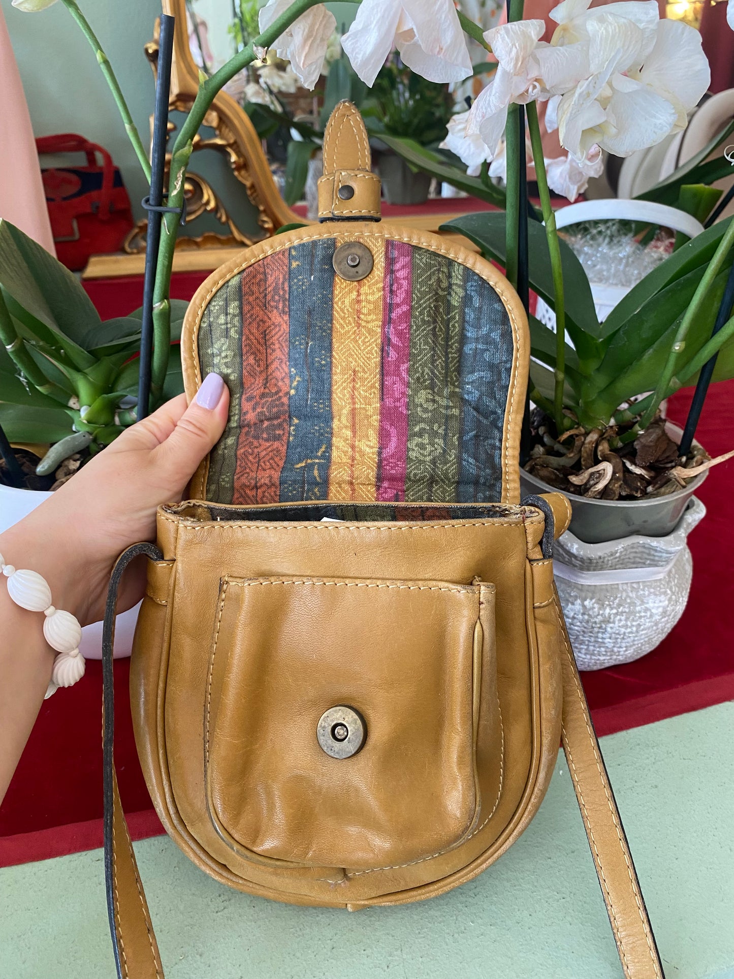 Borsa a tracolla in pelle senape