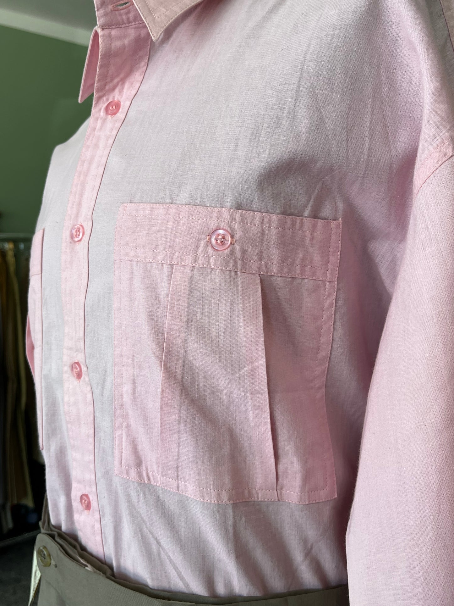 Camicia a maniche corte lino L-XL