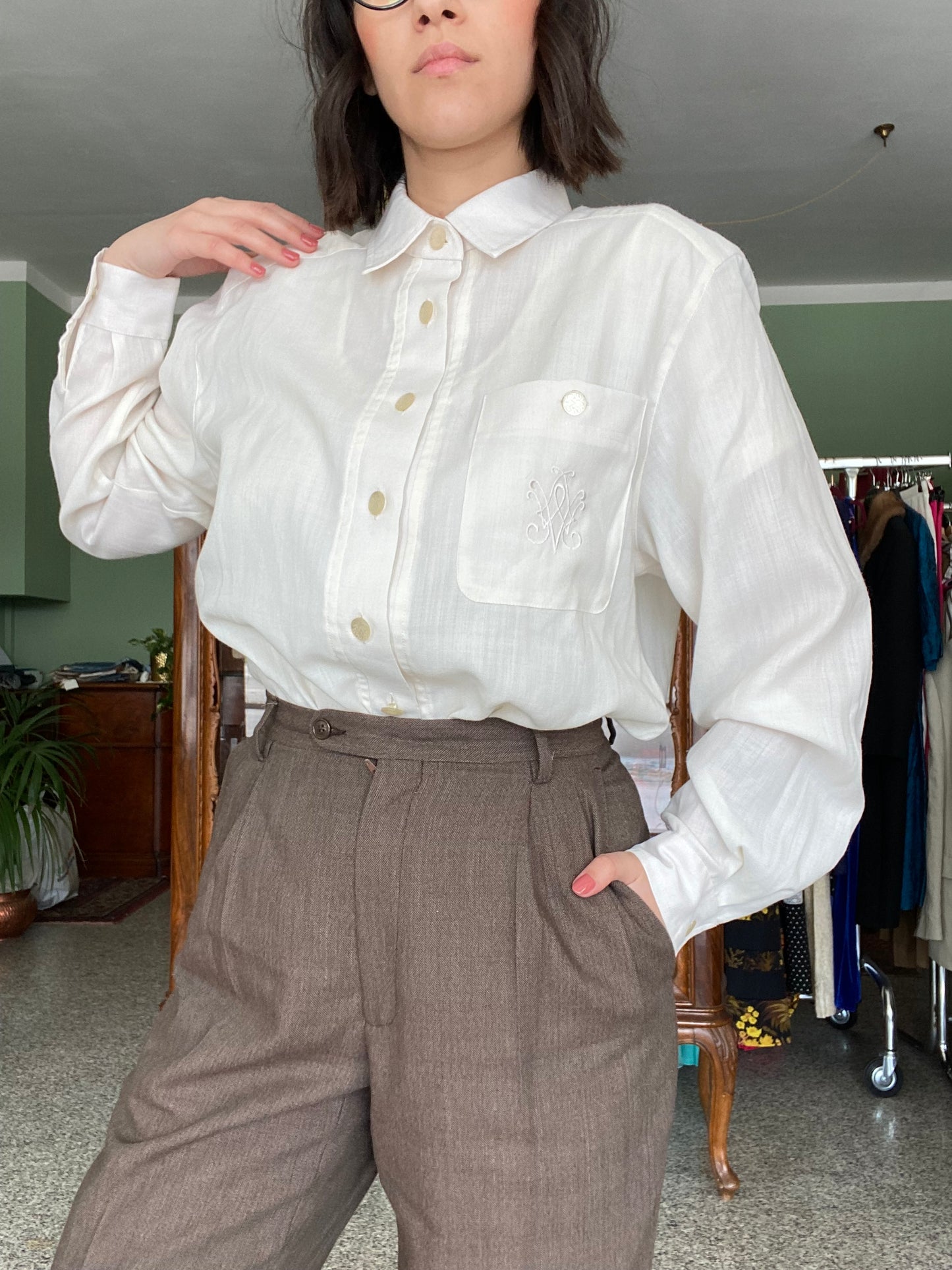 Camicia bianca fresco lana - TG. 46/48/50