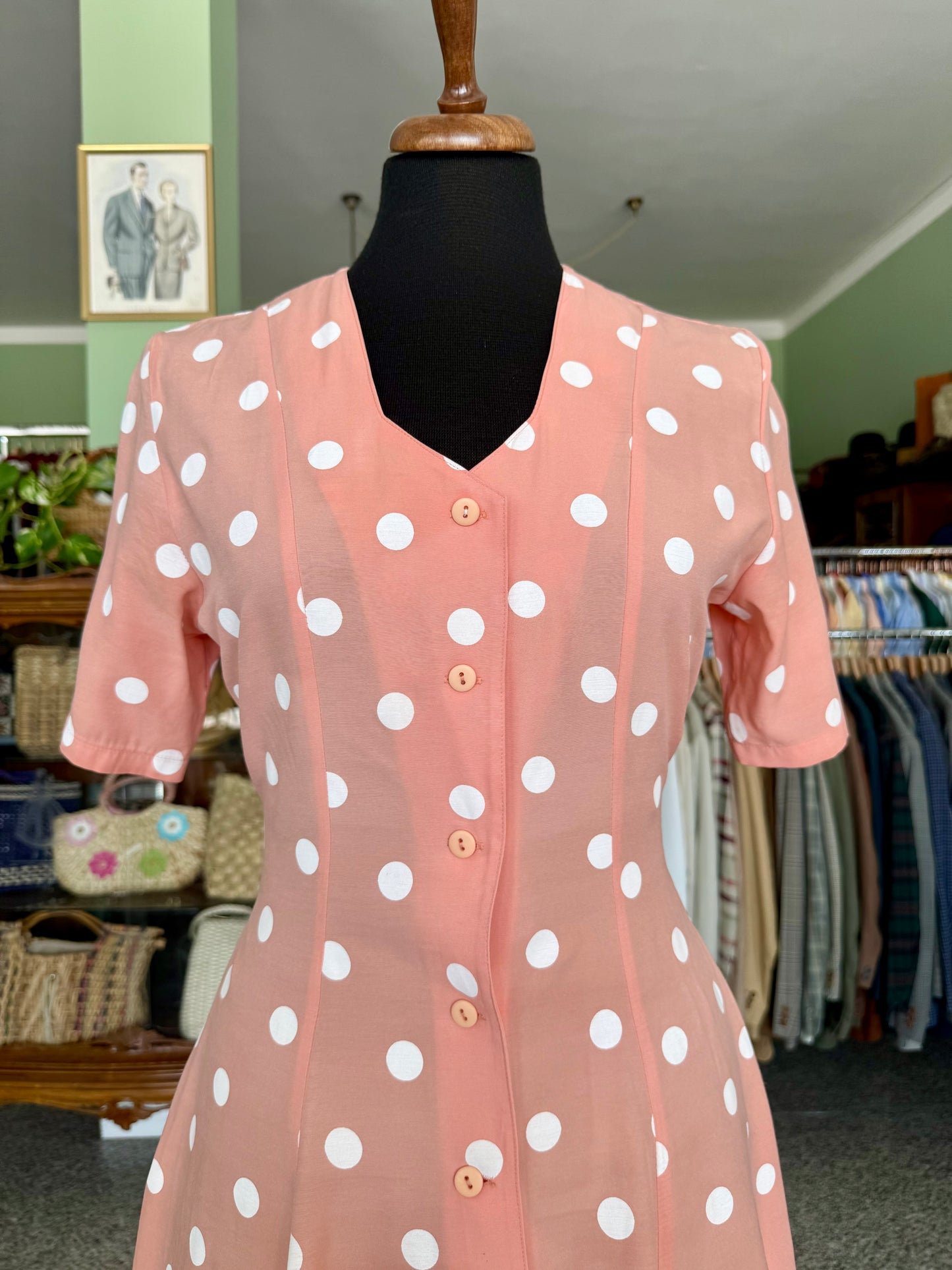 Abito rosa pesca a pois bianchi - TG. 38
