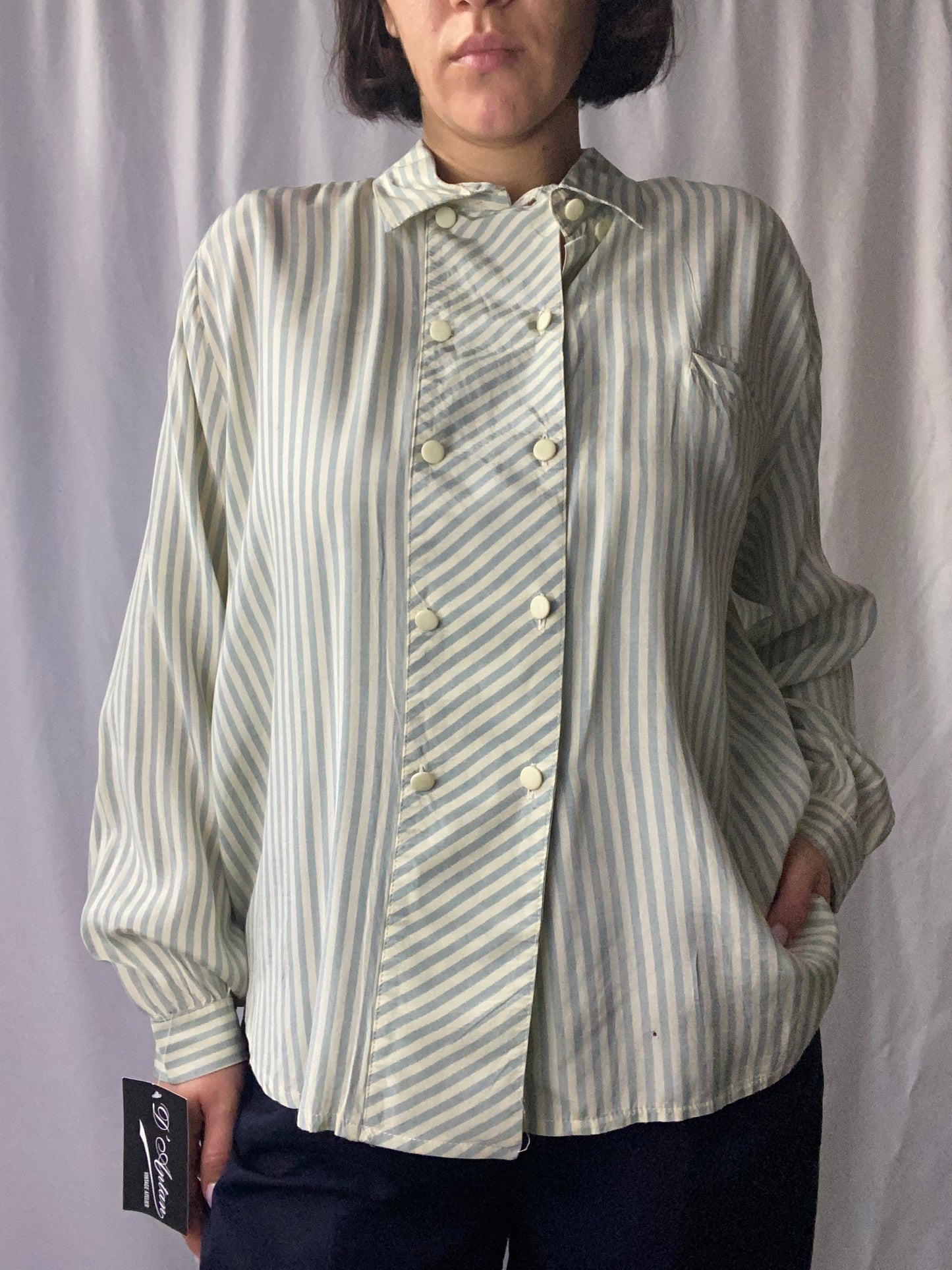 Camicia a righe panna e celeste - TG. 44/46