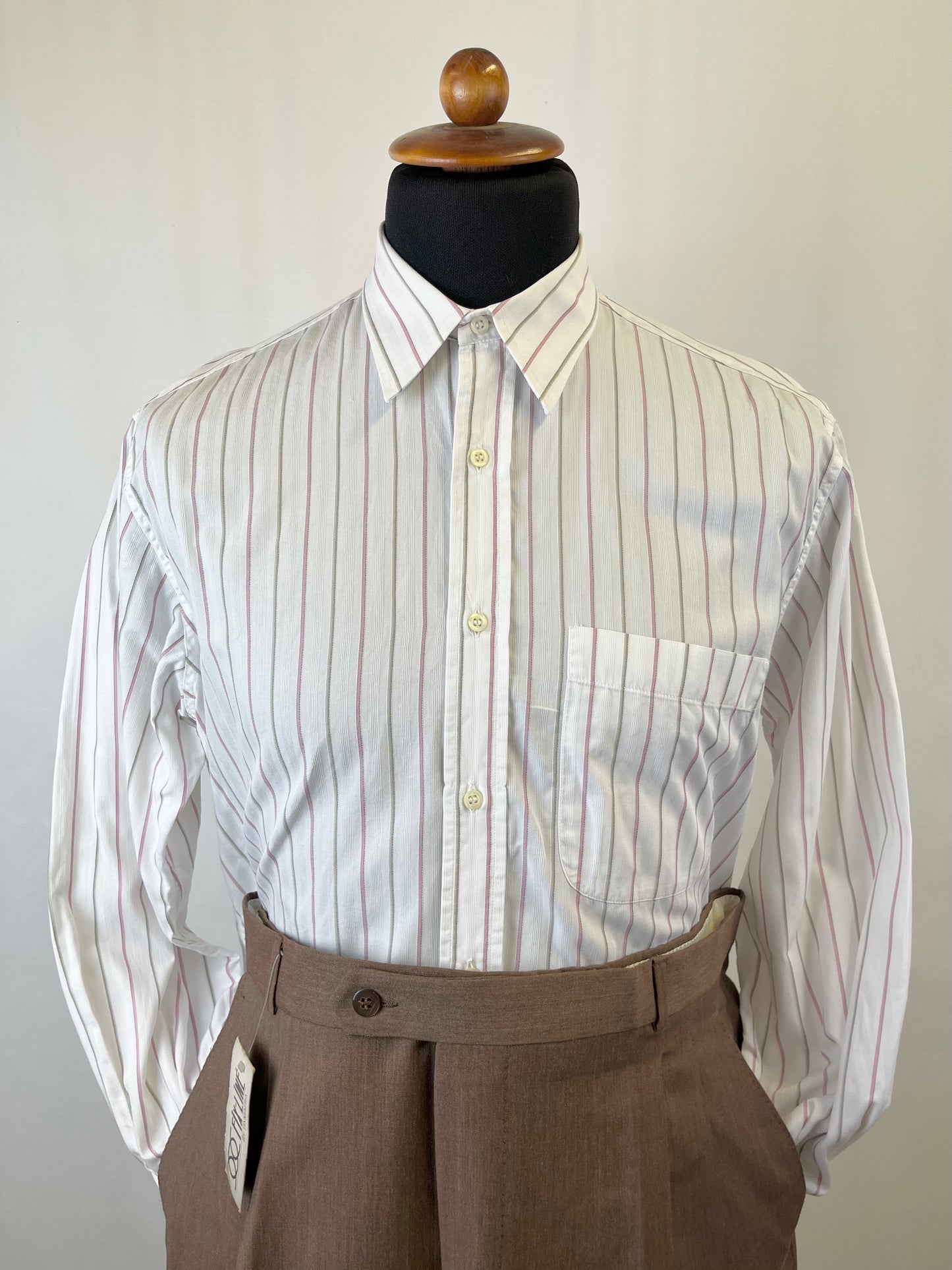 Camicia a righe rosa e tortora tg. M-L