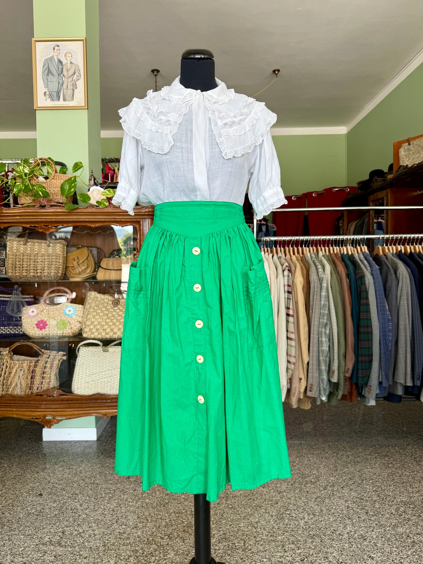 Gonna verde prato stile ‘50s - TG. 50