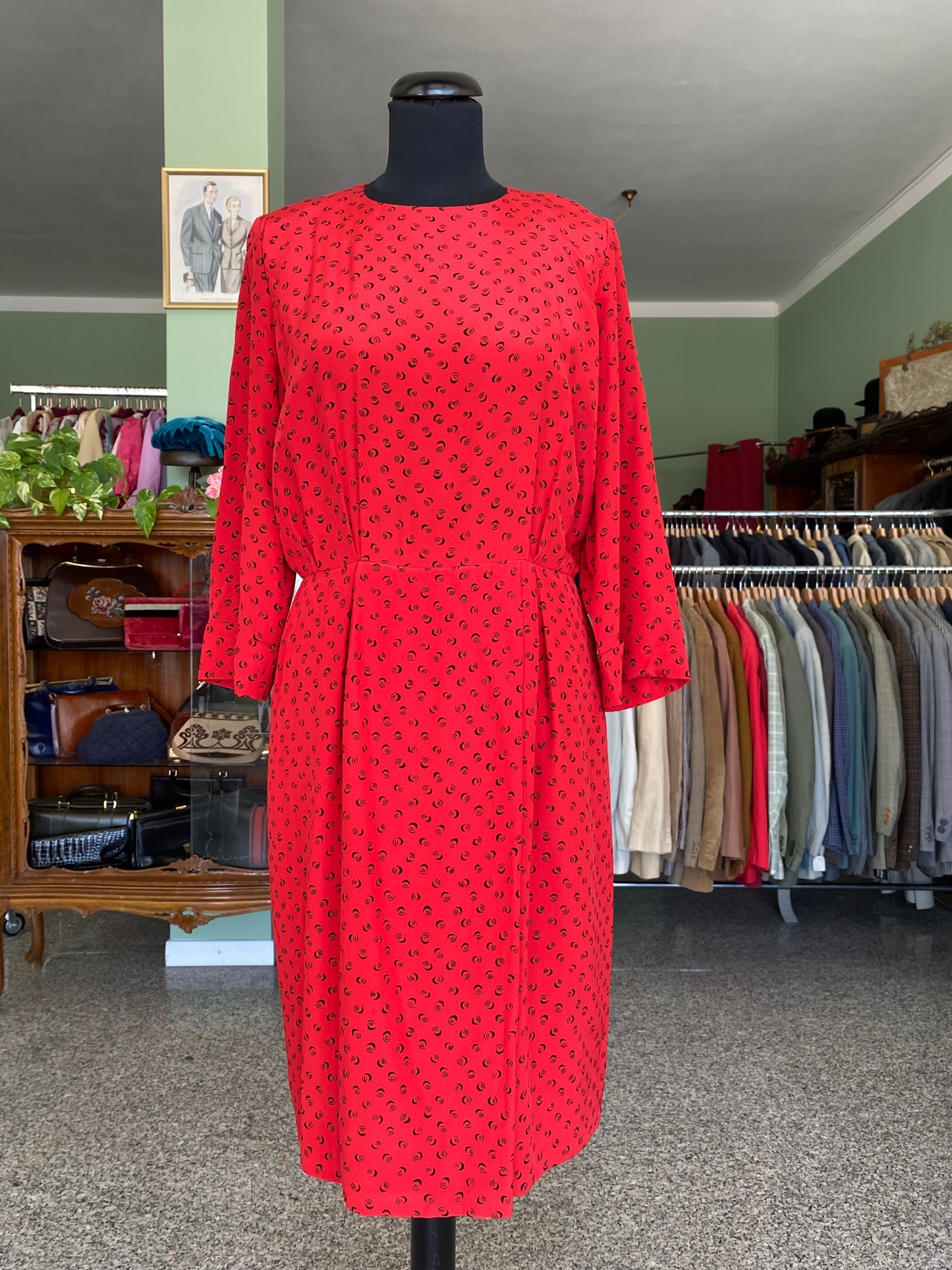 Abito rosso sartoriale in seta - TG. 40/42