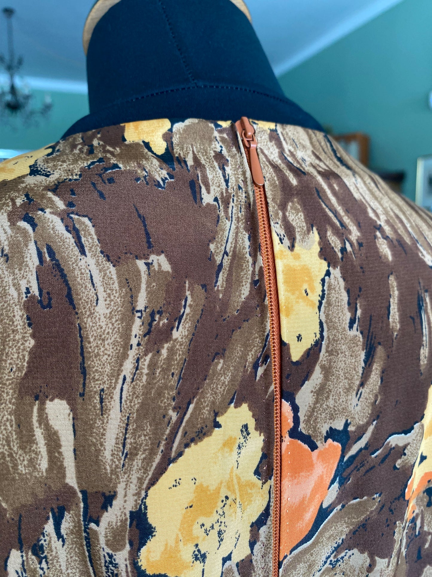 Abito in seta sartoriale con stampa pittorica - TG. 44 circa
