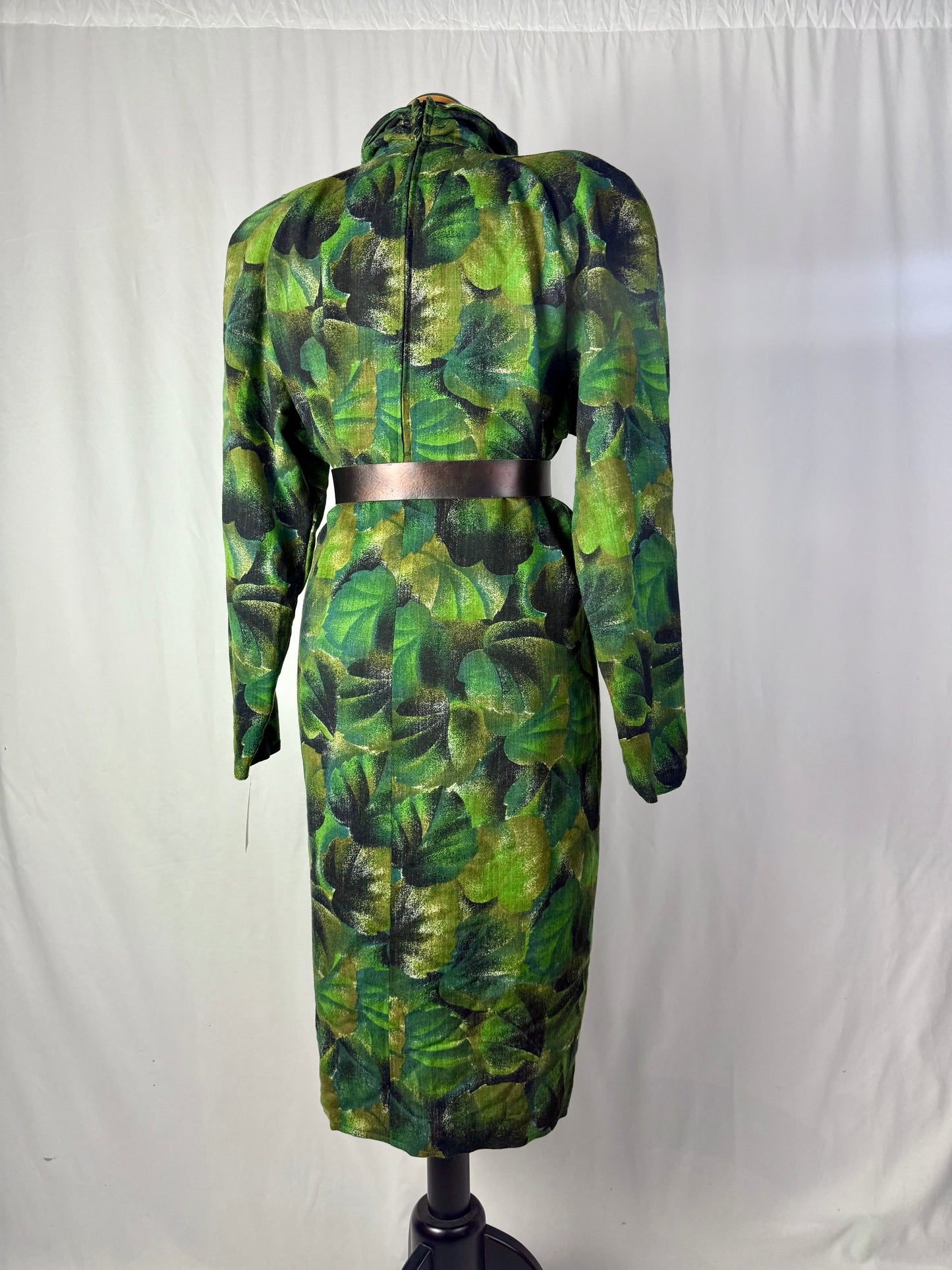 Abito in pura lana con stampa foglie - TG. 48/50