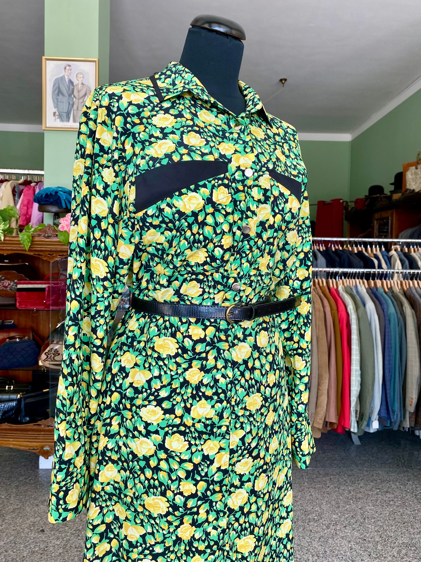 Abito in pura seta fiori gialli - TG. 46 circa