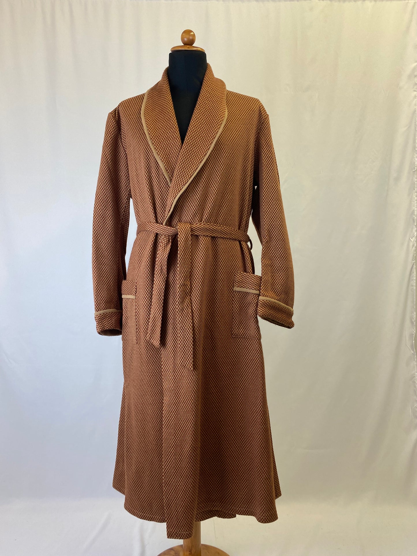 Vestaglia da camera beige a quadri M-L