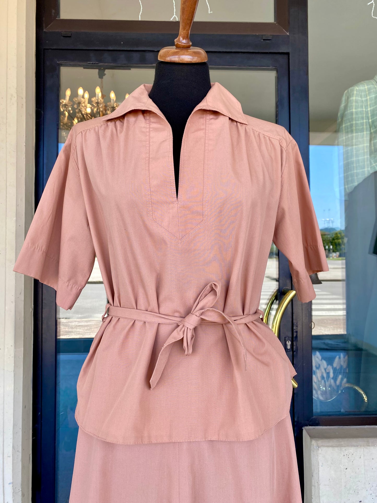 Completo anni ‘70 in cotone rosa antico - TG. 42/44