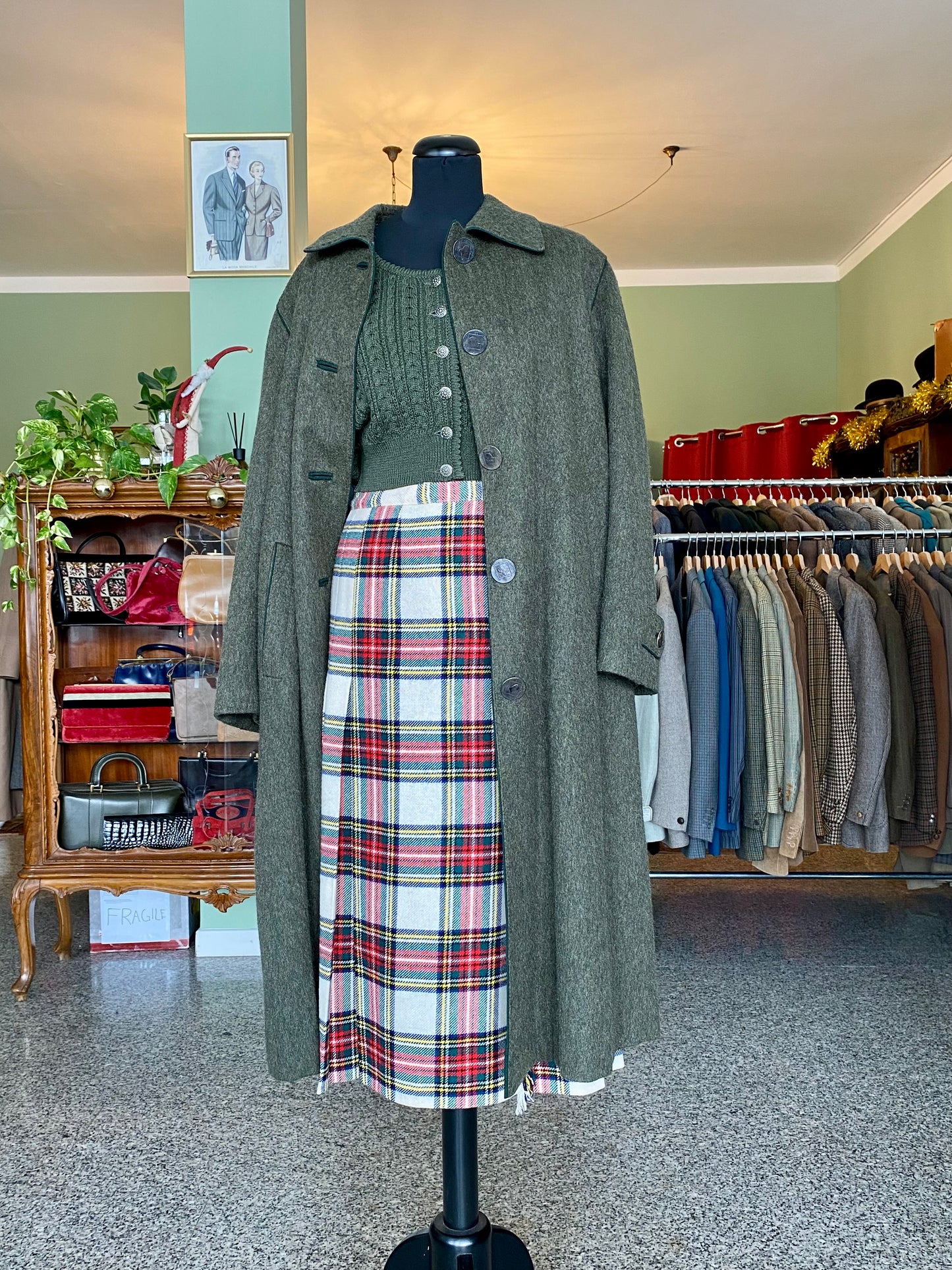 Cappotto tirolese verde militare - TG. 44/46