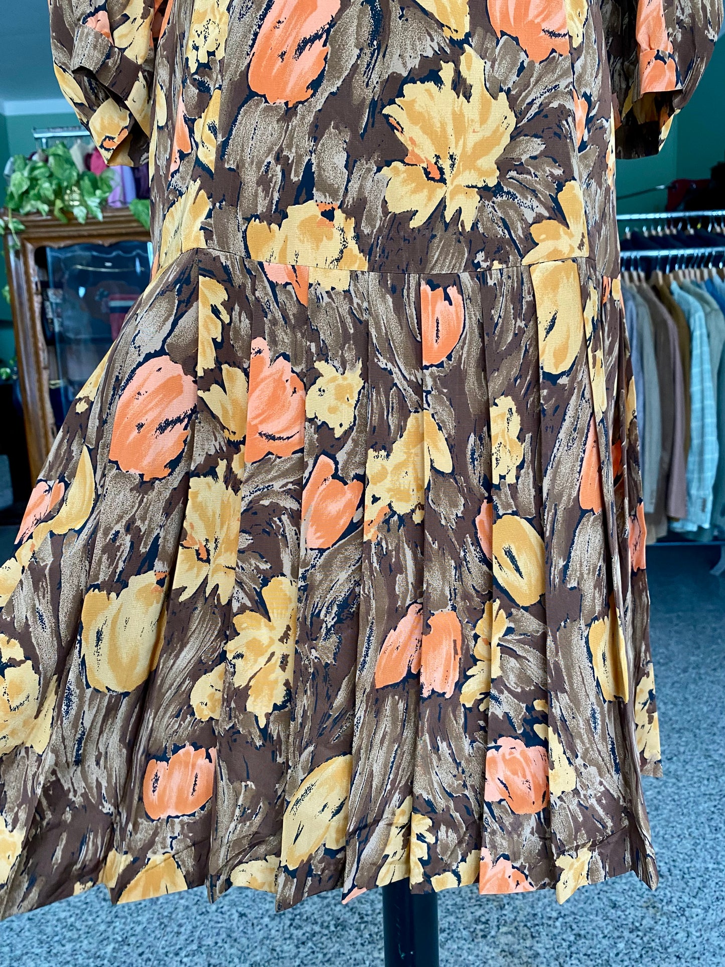Abito in seta sartoriale con stampa pittorica - TG. 44 circa