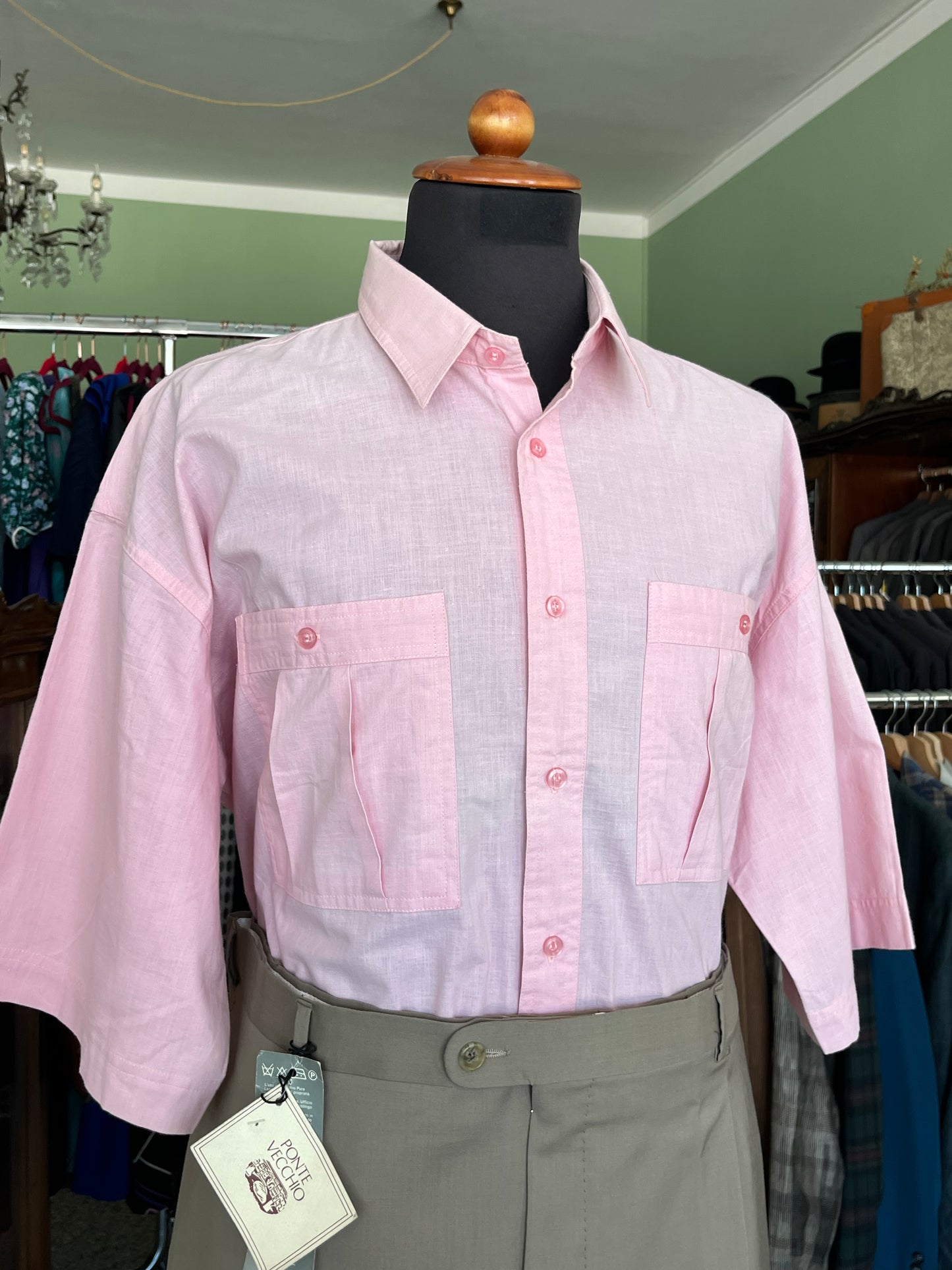 Camicia a maniche corte lino L-XL