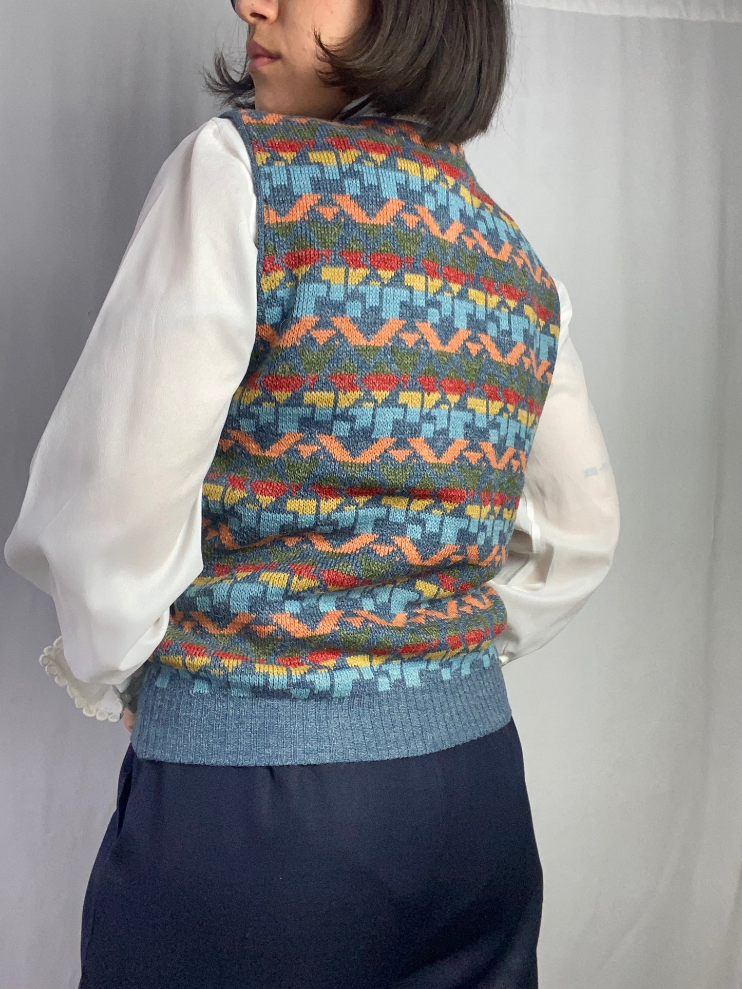 Gilet colorato cotone misto lana - TG. 42 circa