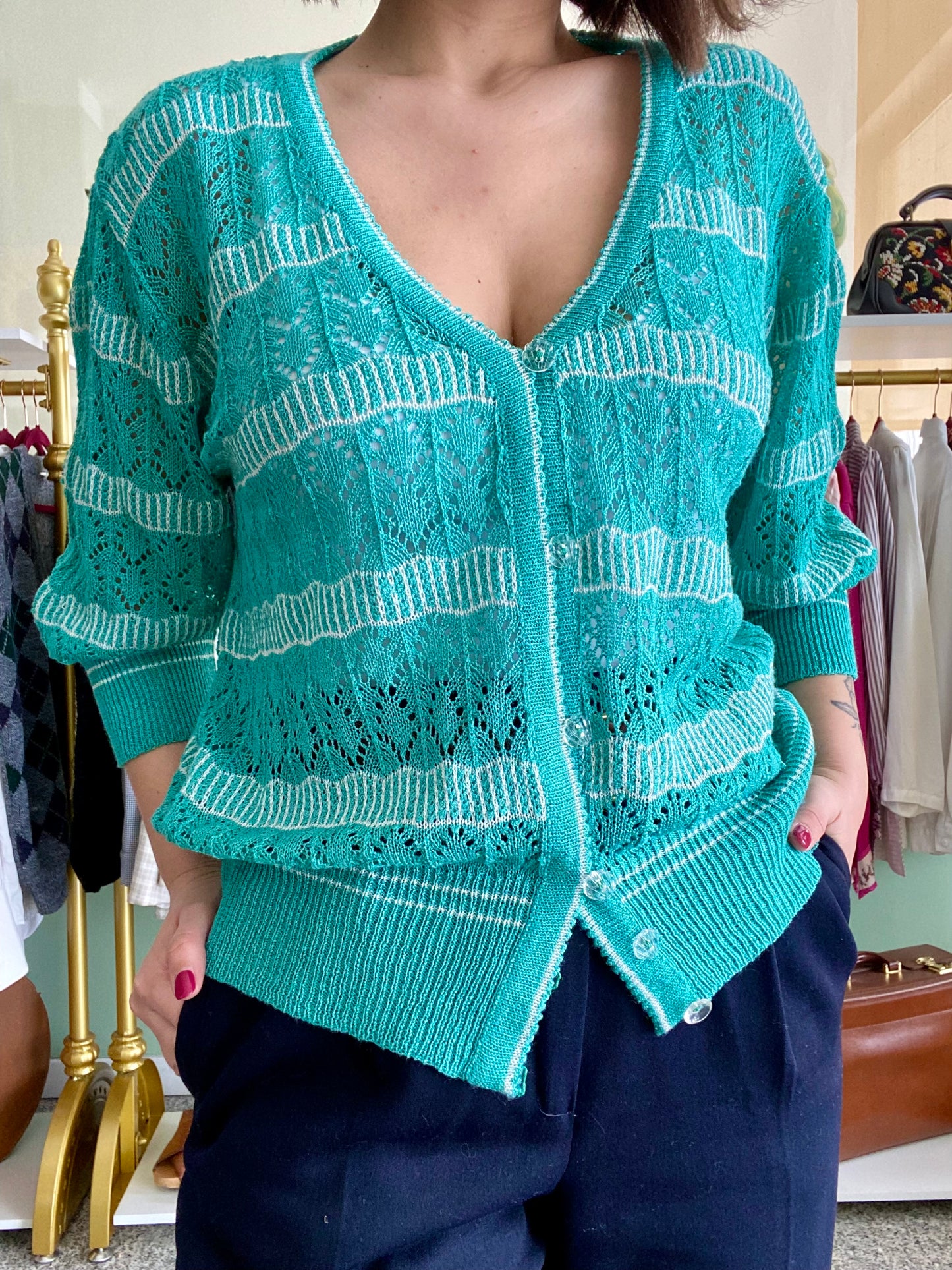 Cardigan bicolor - TG. da 40 a 46