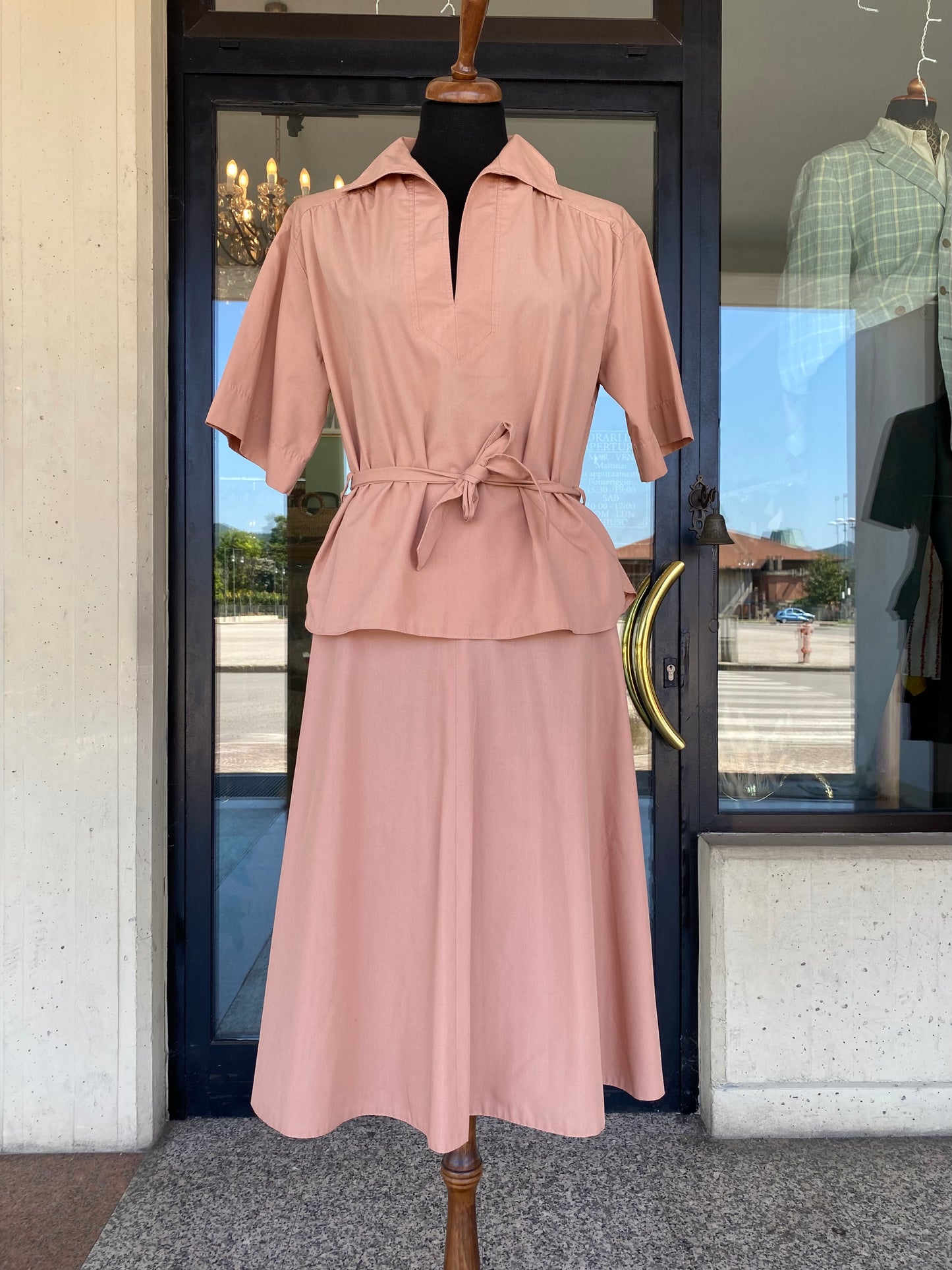 Completo anni ‘70 in cotone rosa antico - TG. 42/44