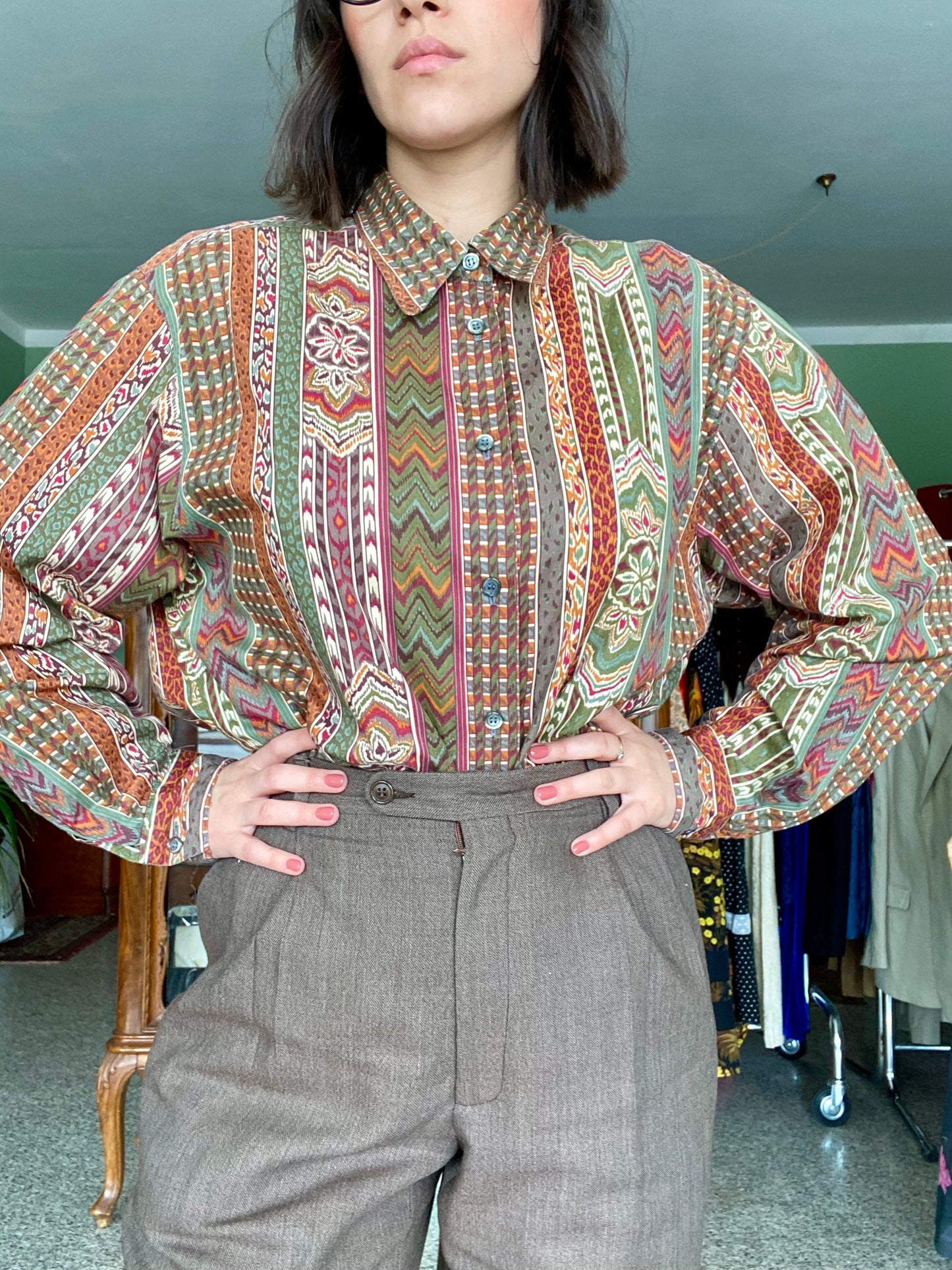 Camicia stampa etnica in cotone - TG. 44/46