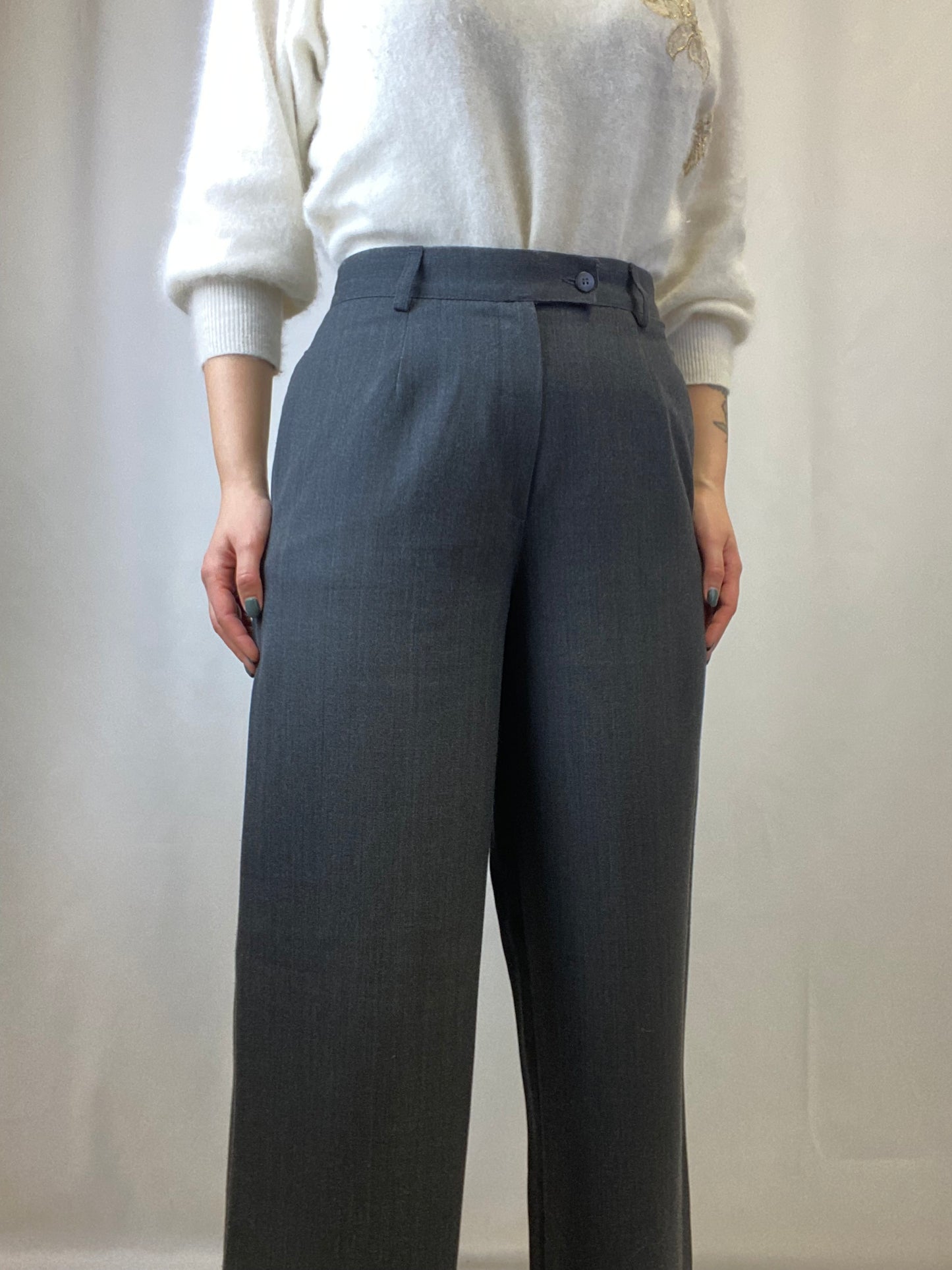 Pantaloni palazzo grigio scuro - 42